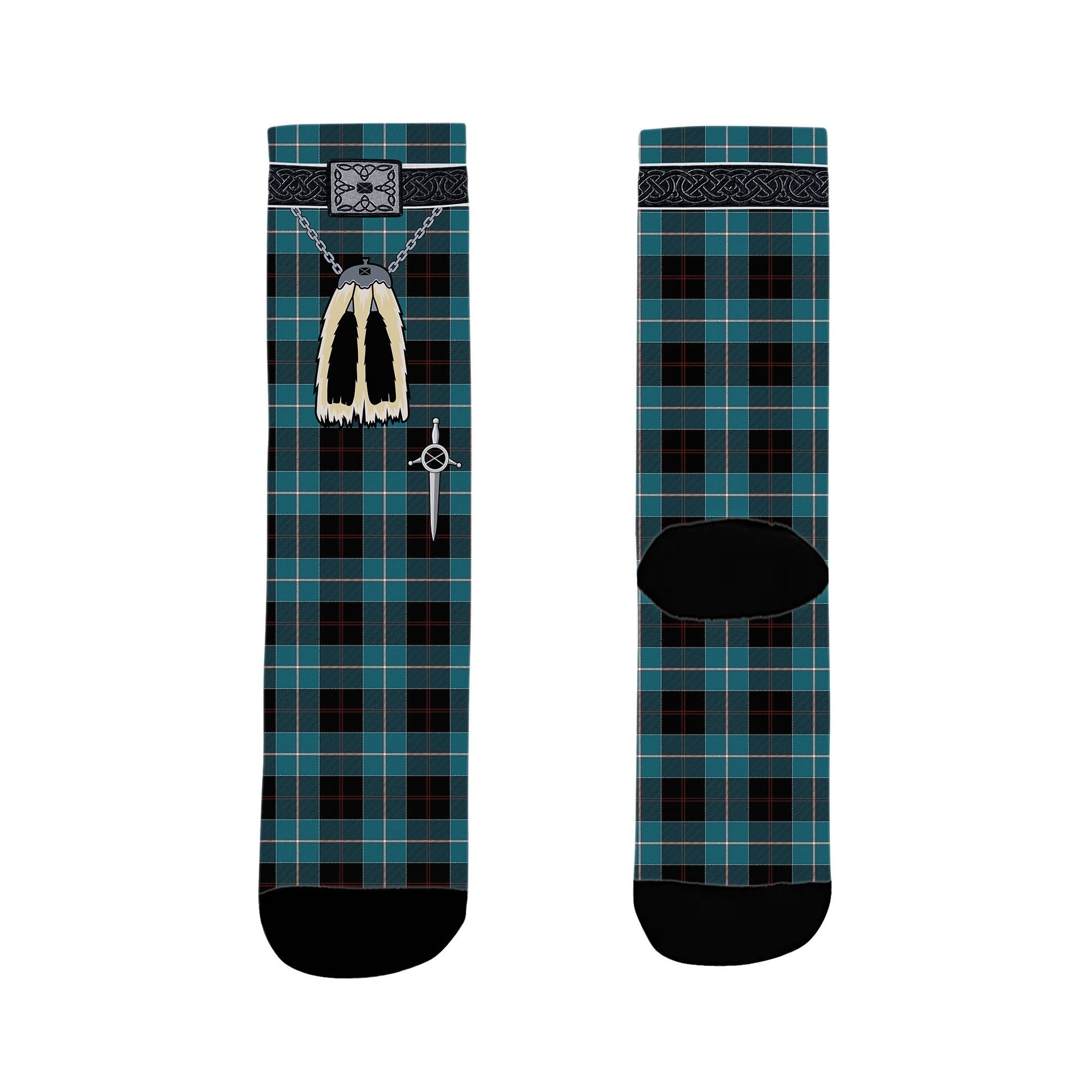 ScotsTee Shop Scottish Dunlop Ancient Clan Highland Kilt Sporran Tartan Socks
