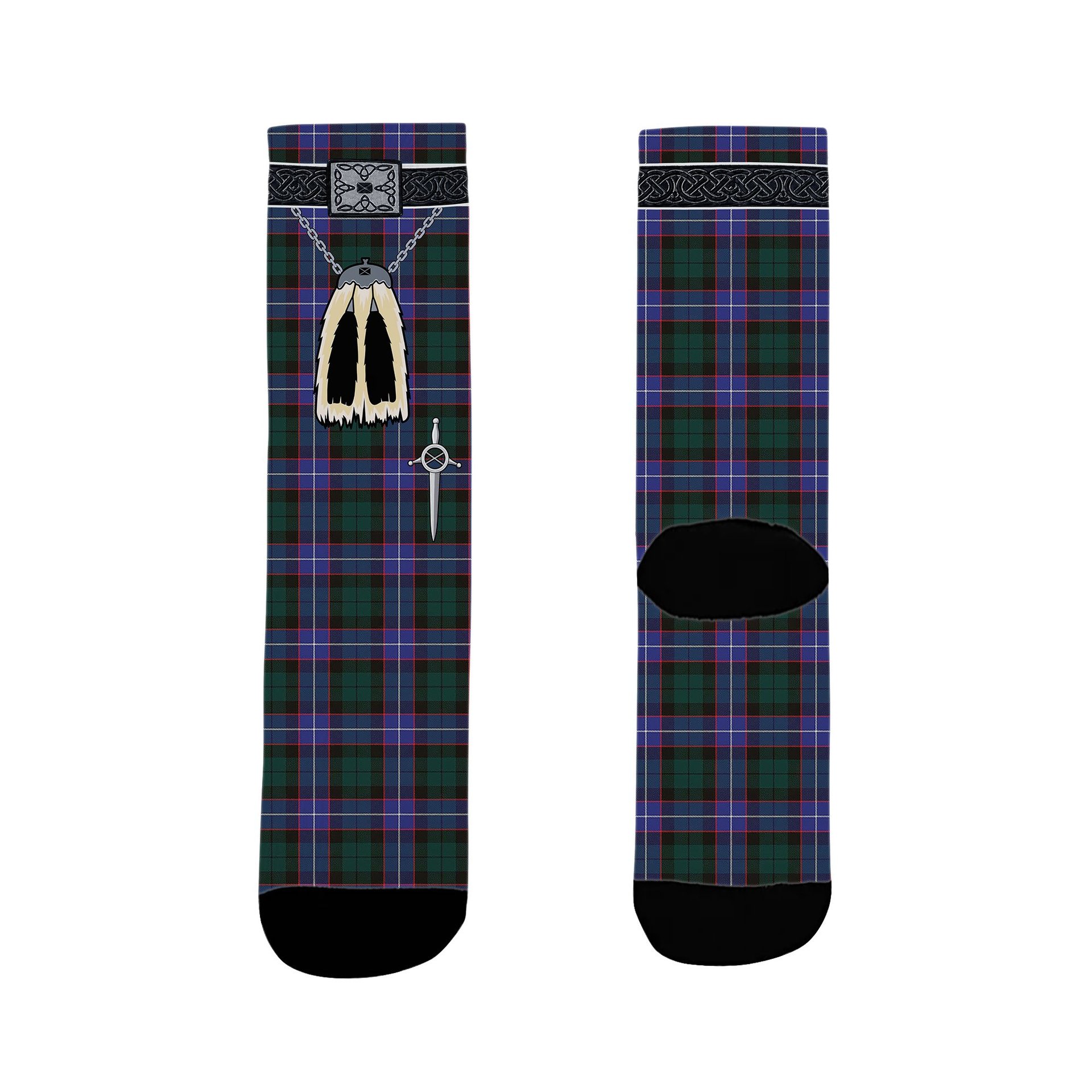 ScotsTee Shop Scottish Guthrie Modern Clan Highland Kilt Sporran Tartan Socks