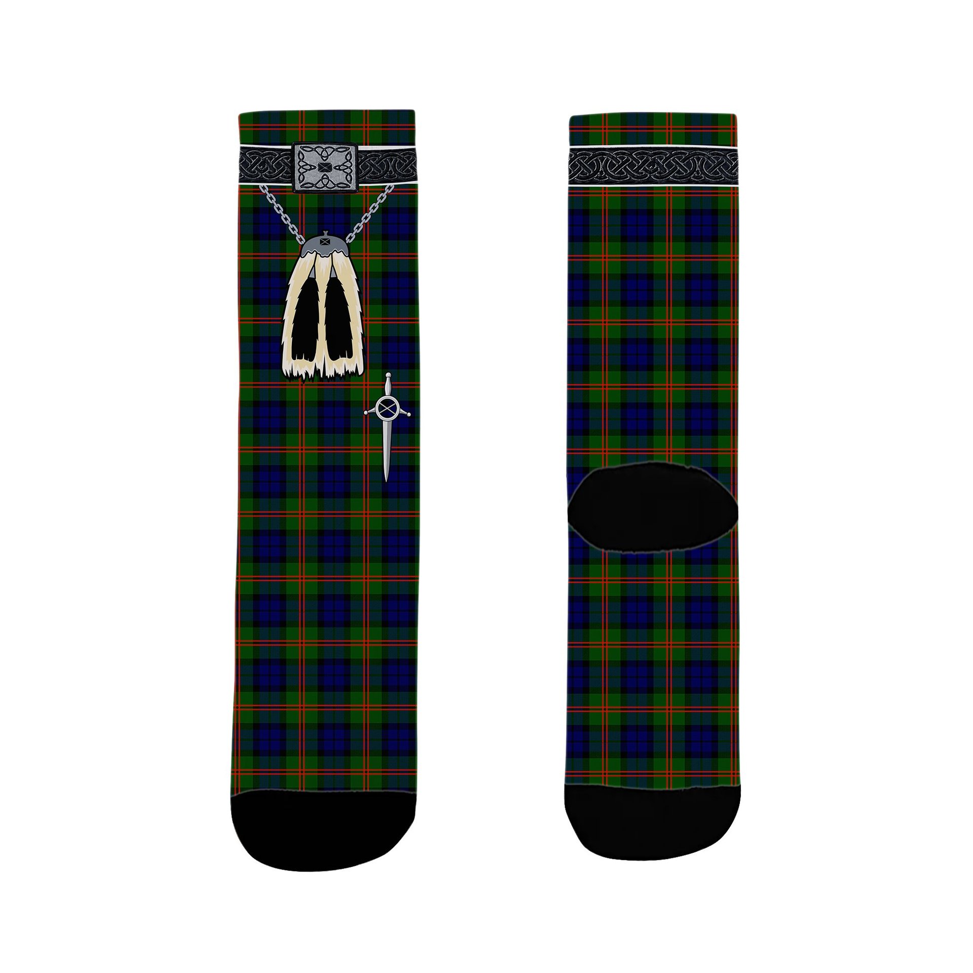 ScotsTee Shop Scottish Dundas Modern 02 Clan Highland Kilt Sporran Tartan Socks