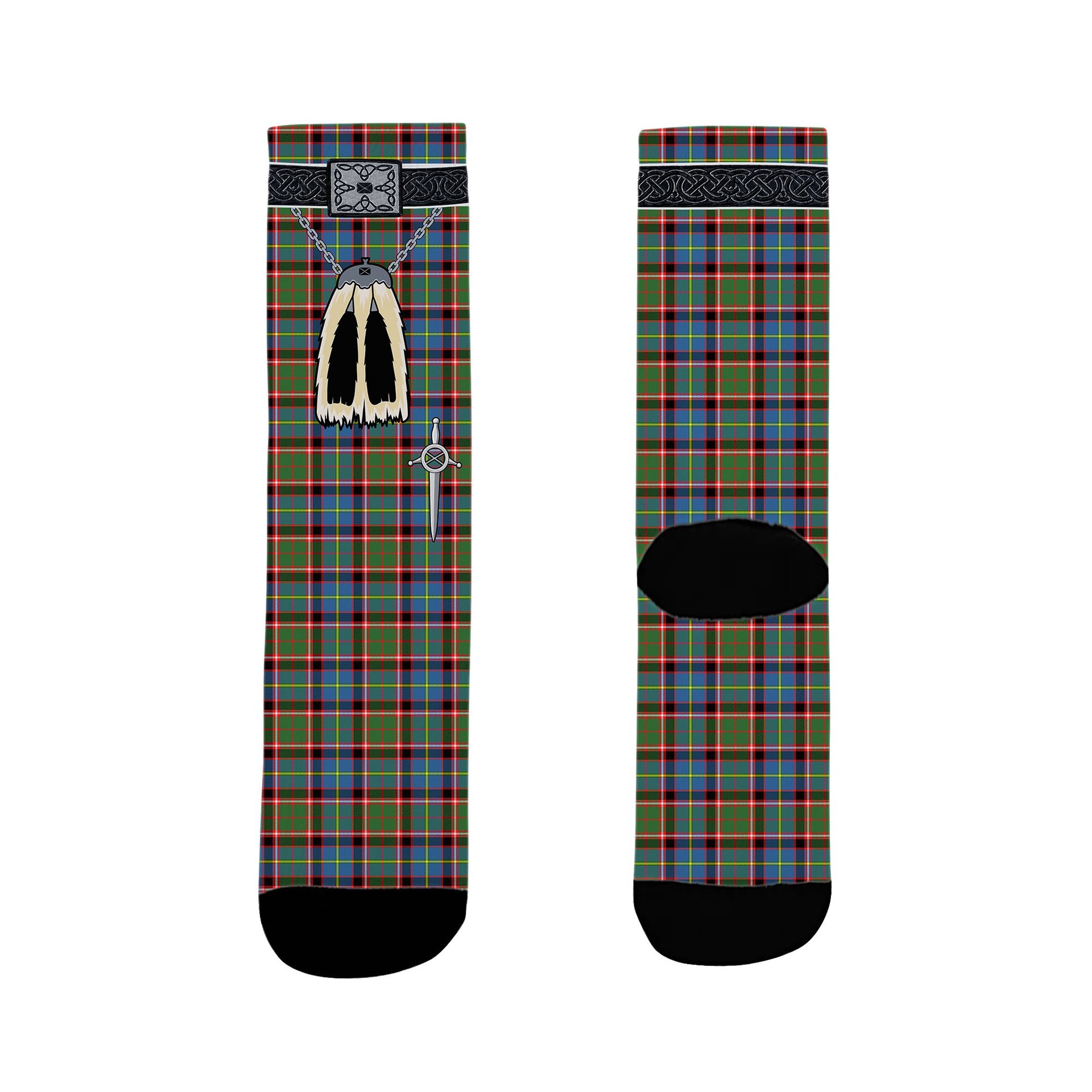 ScotsTee Shop Scottish Glass Clan Highland Kilt Sporran Tartan Socks