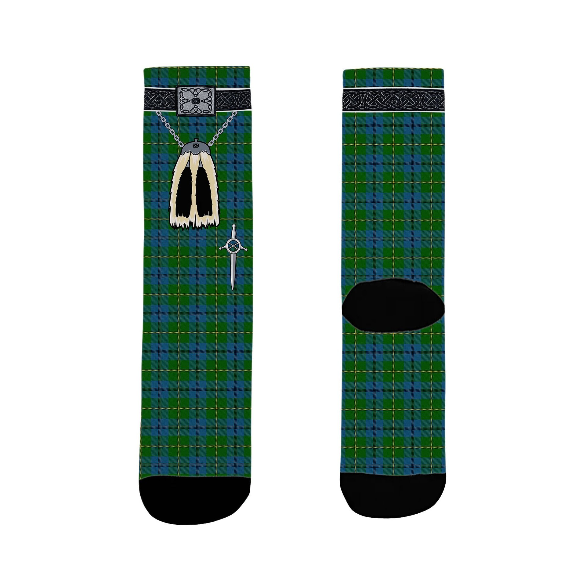 ScotsTee Shop Scottish Johnstone Clan Highland Kilt Sporran Tartan Socks