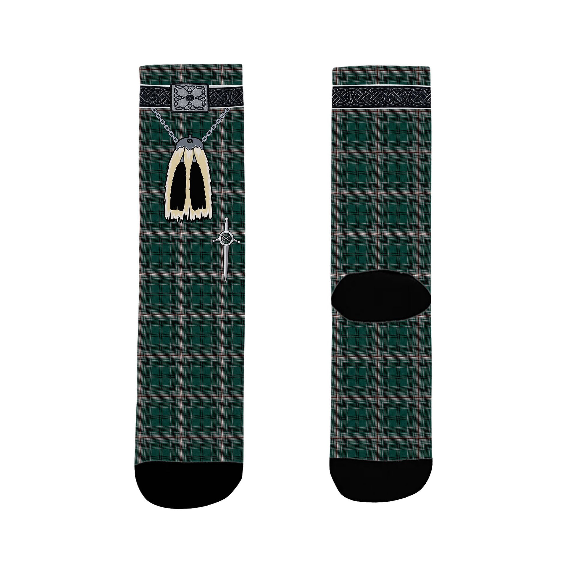 ScotsTee Shop Scottish Kelly of Sleat Hunting Clan Highland Kilt Sporran Tartan Socks