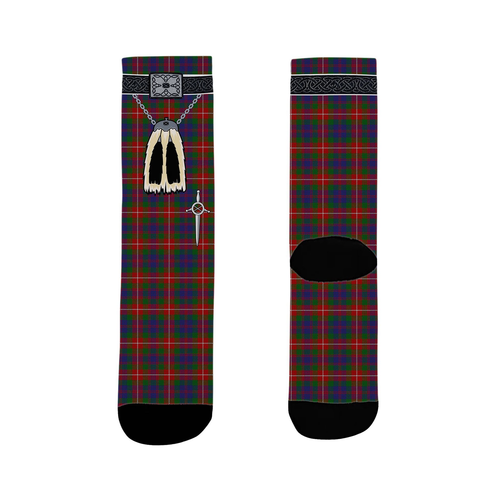 ScotsTee Shop Scottish Fraser of Lovat Clan Highland Kilt Sporran Tartan Socks