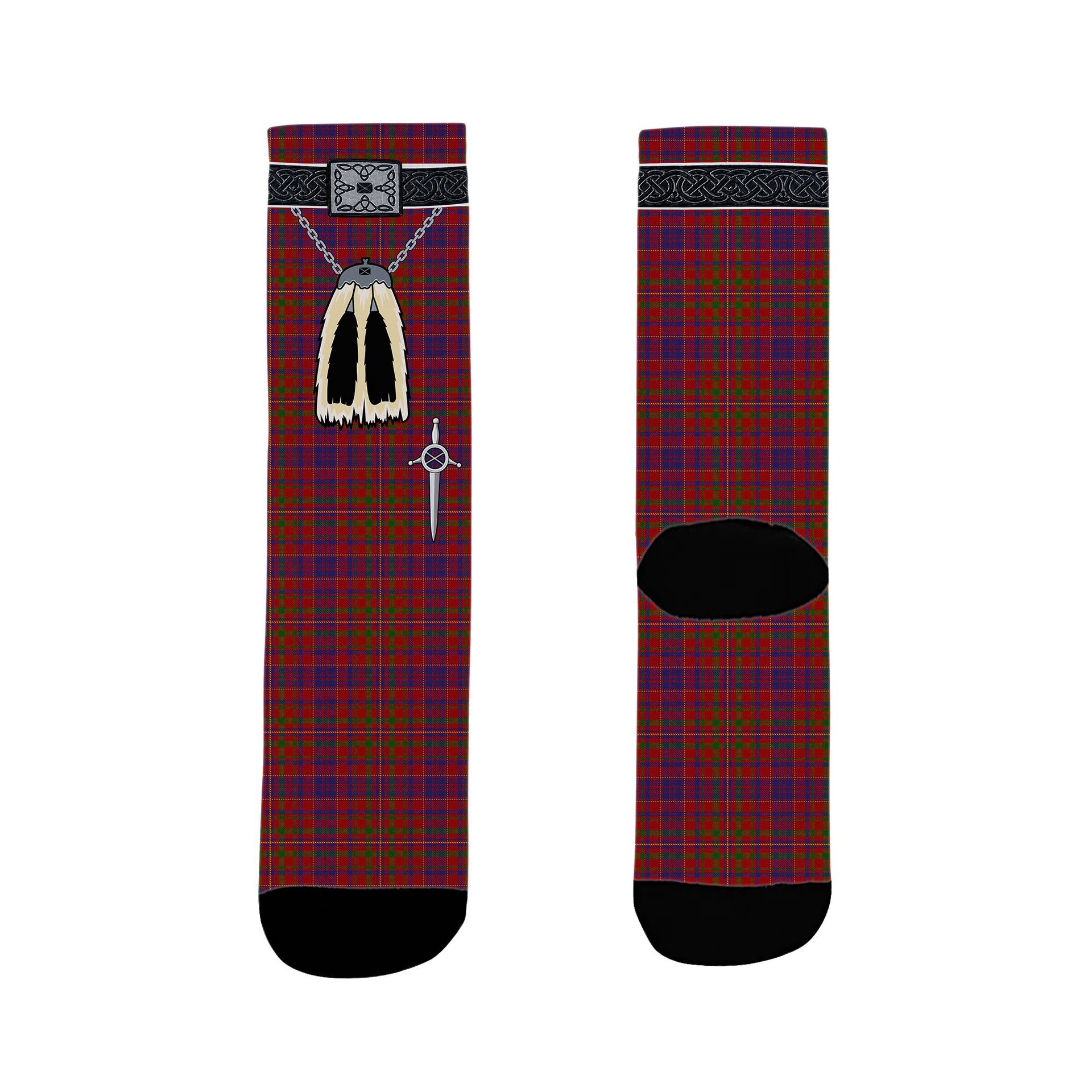 ScotsTee Shop Scottish MacLeod Red Clan Highland Kilt Sporran Tartan Socks