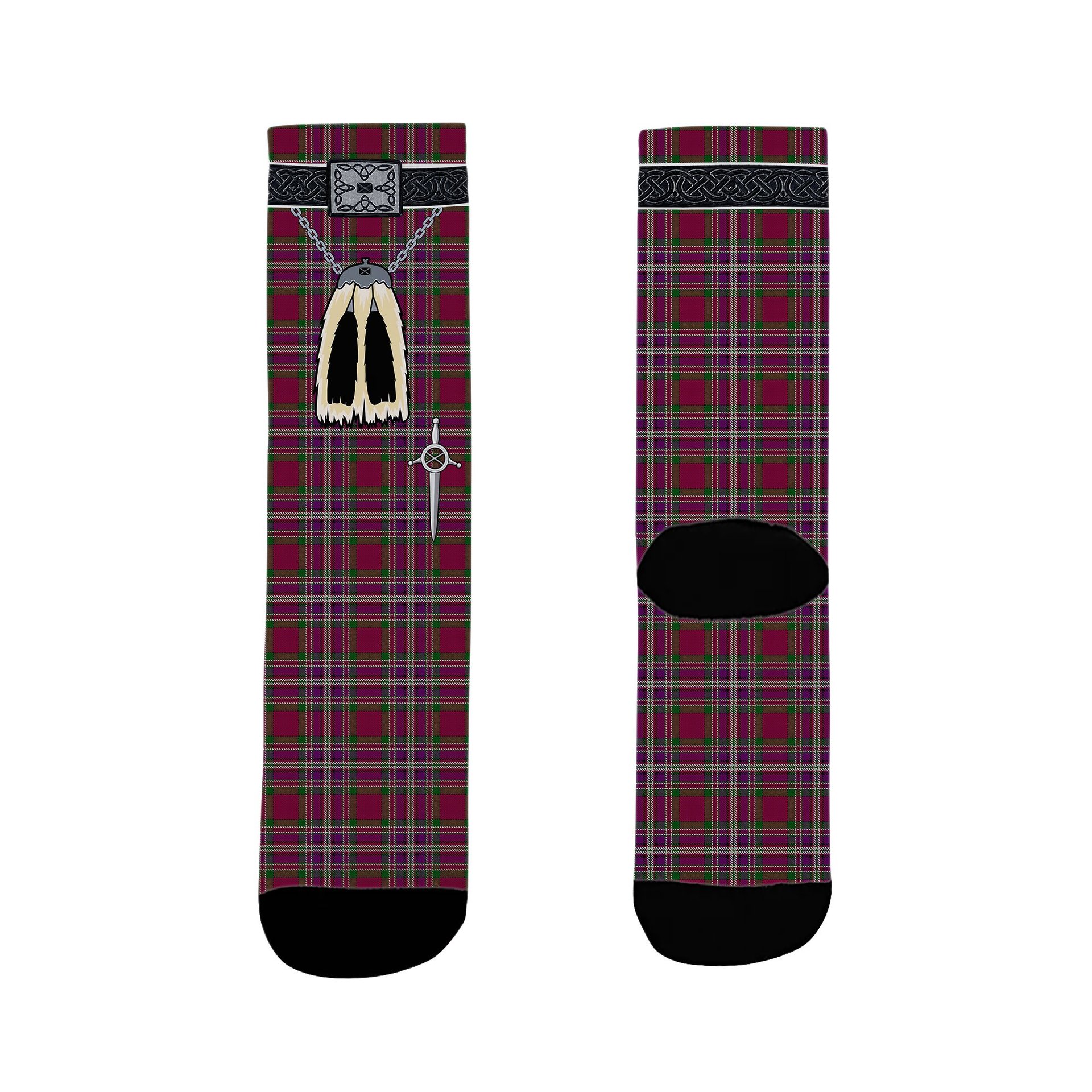 ScotsTee Shop Scottish Lendrum Lyon version Clan Highland Kilt Sporran Tartan Socks