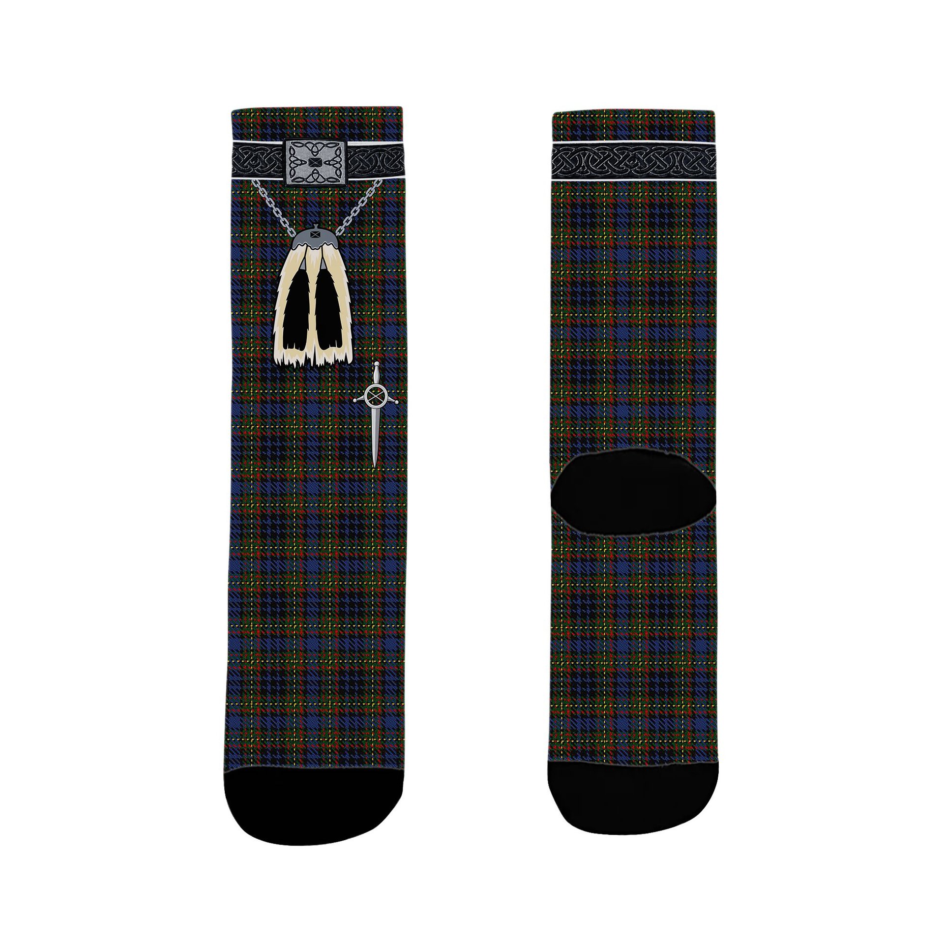 ScotsTee Shop Scottish MacClellan Clan Highland Kilt Sporran Tartan Socks