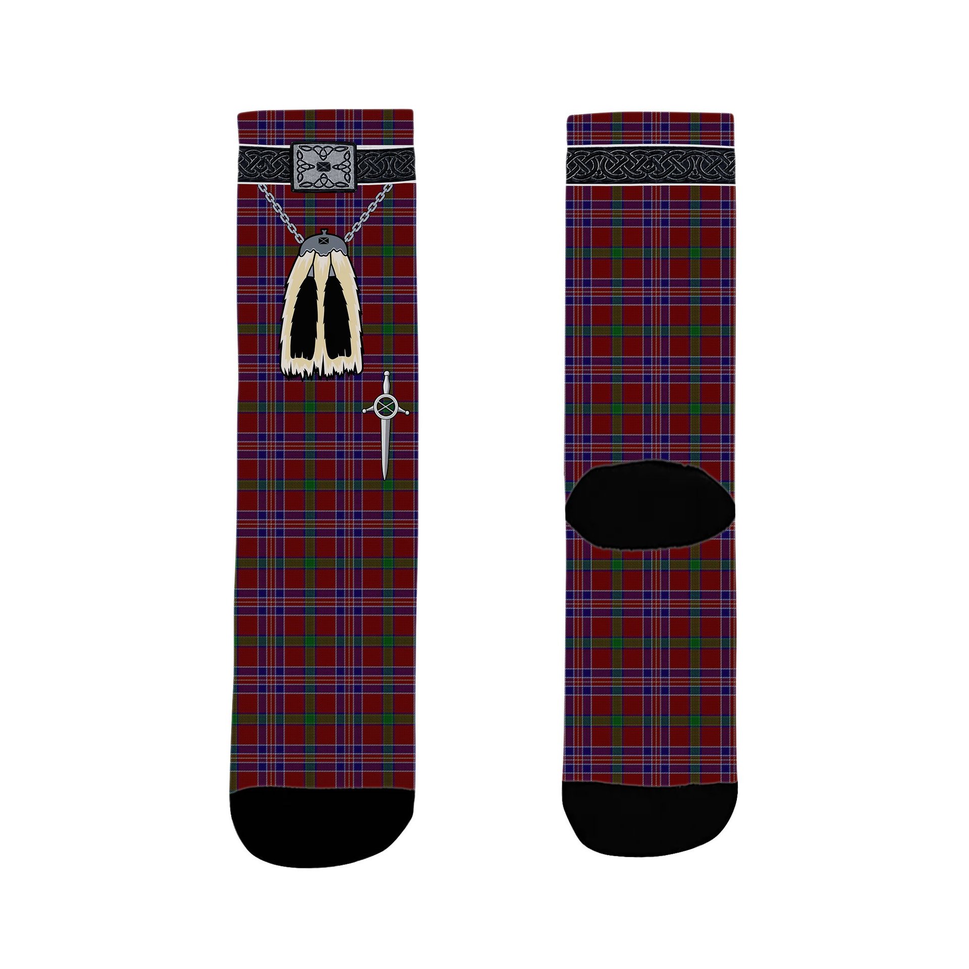 ScotsTee Shop Scottish MacNiven Clan Highland Kilt Sporran Tartan Socks