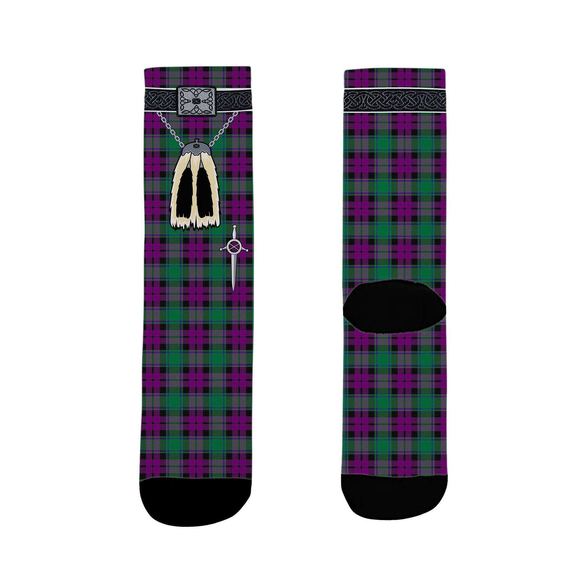 ScotsTee Shop Scottish MacArthur Milton Clan Highland Kilt Sporran Tartan Socks