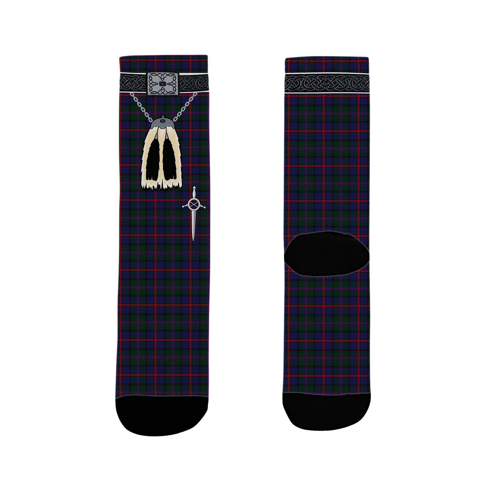 ScotsTee Shop Scottish MacCaughan or MacEachain Clan Highland Kilt Sporran Tartan Socks