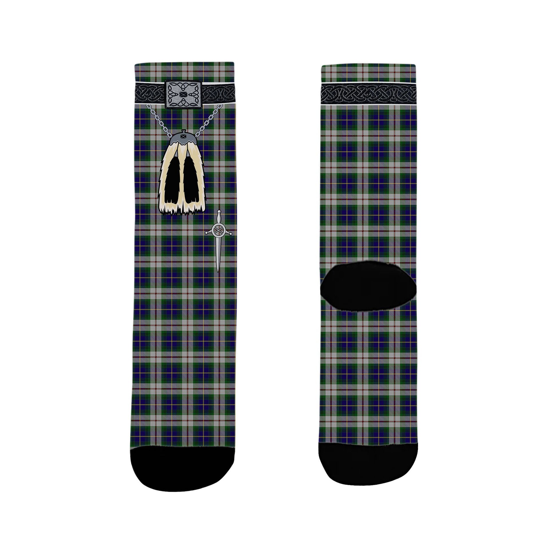 ScotsTee Shop Scottish MacLeod of California Clan Highland Kilt Sporran Tartan Socks