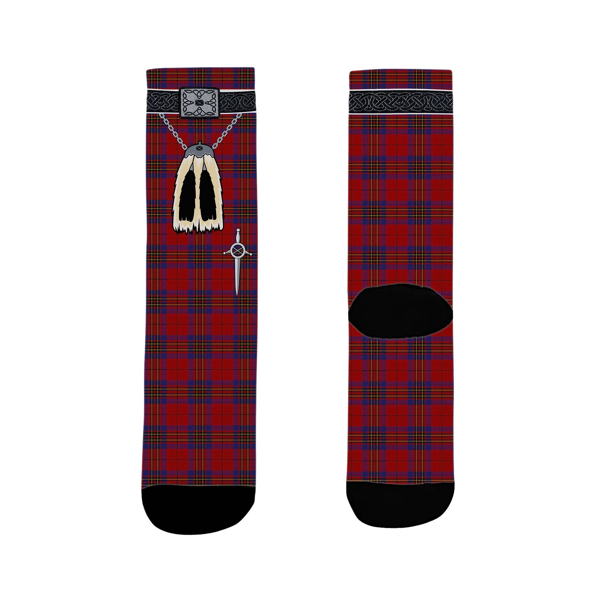 ScotsTee Shop Scottish Leslie Red Clan Highland Kilt Sporran Tartan Socks