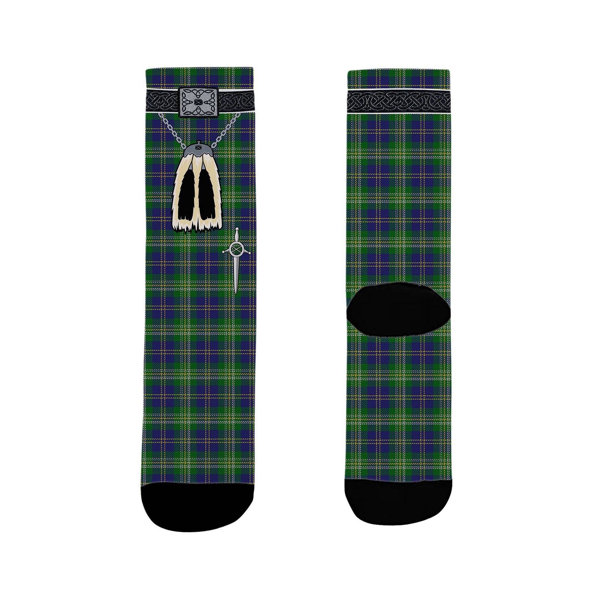 ScotsTee Shop Scottish MacOrrell Clan Highland Kilt Sporran Tartan Socks