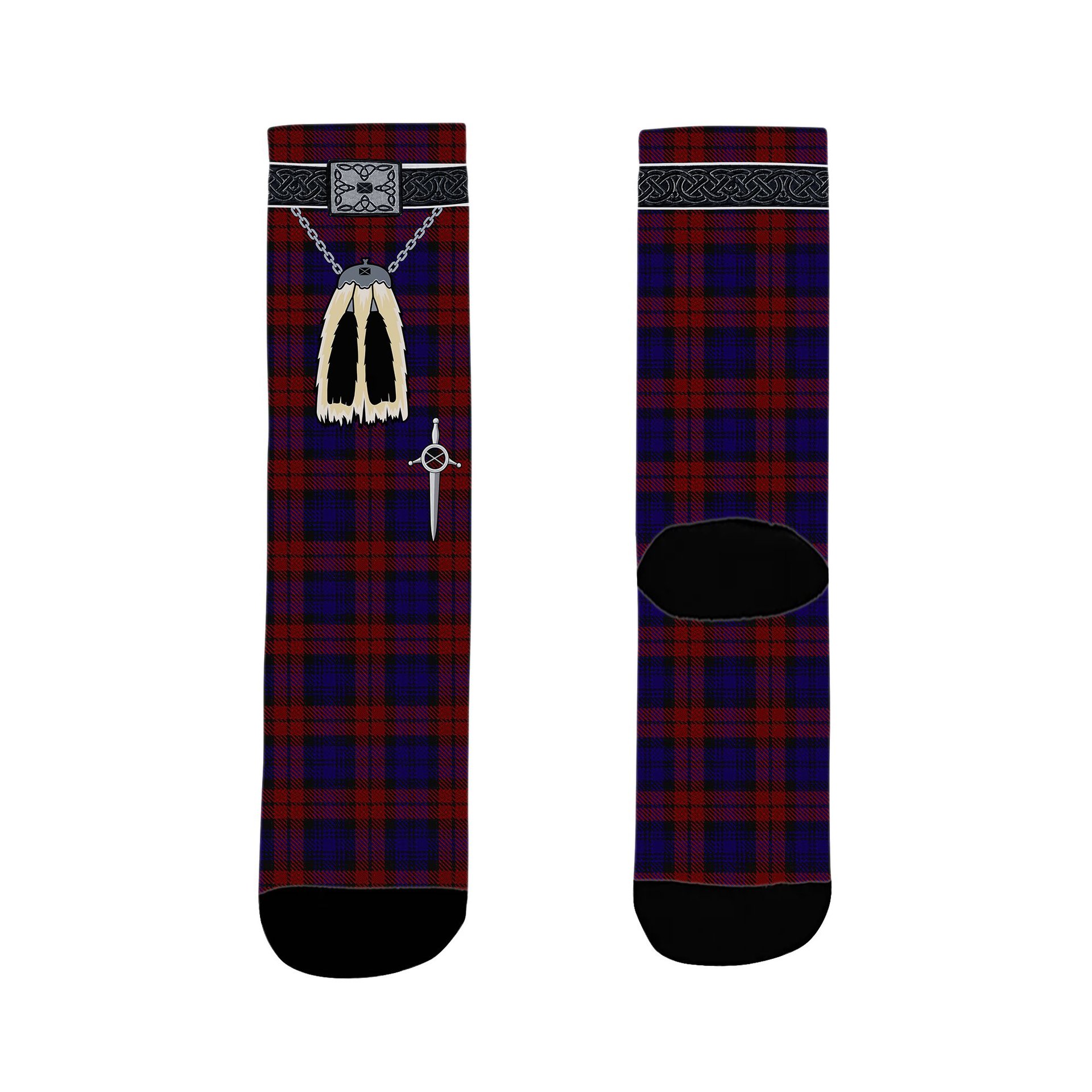 ScotsTee Shop Scottish MacDevitt Clan Highland Kilt Sporran Tartan Socks