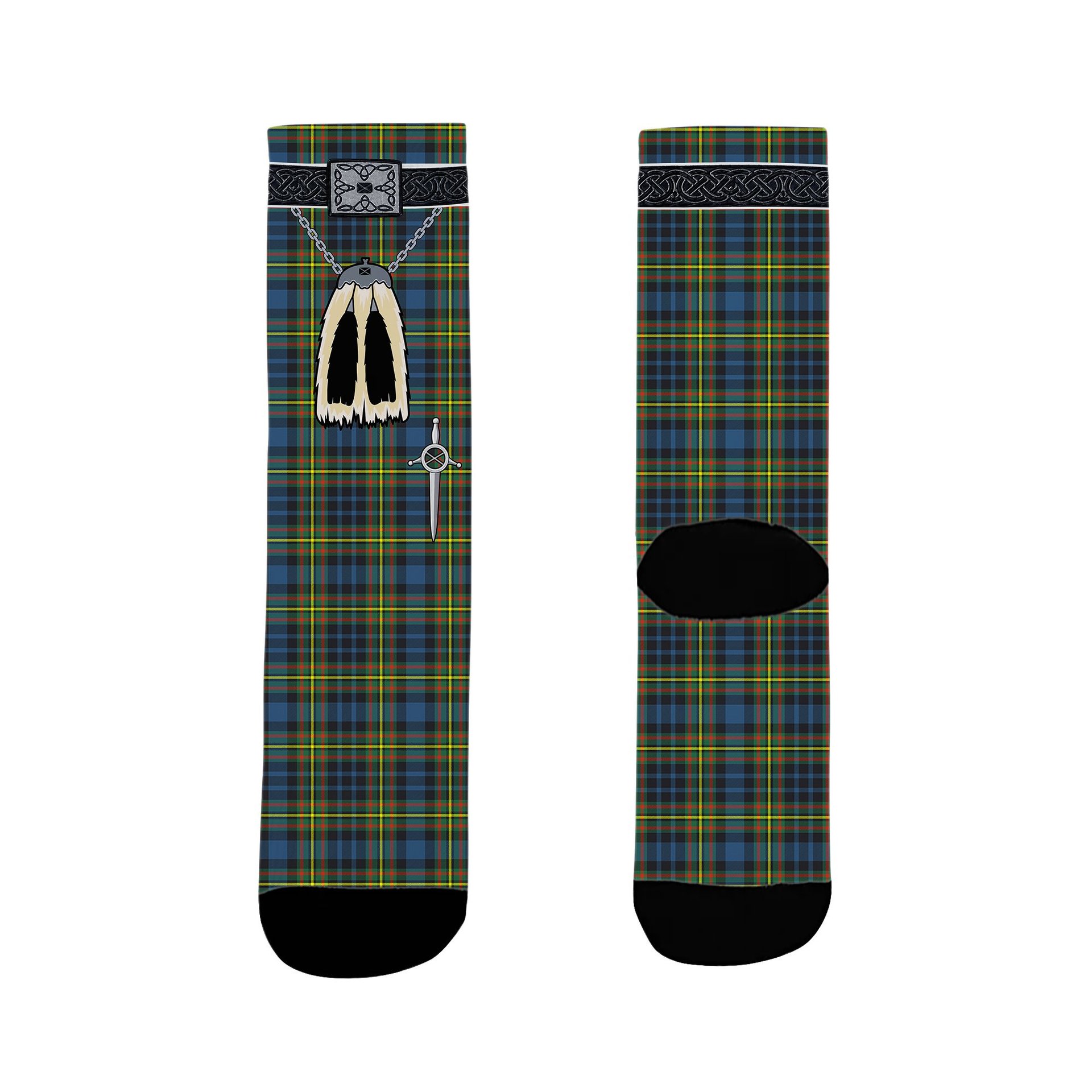 ScotsTee Shop Scottish MacLellan Ancient Clan Highland Kilt Sporran Tartan Socks