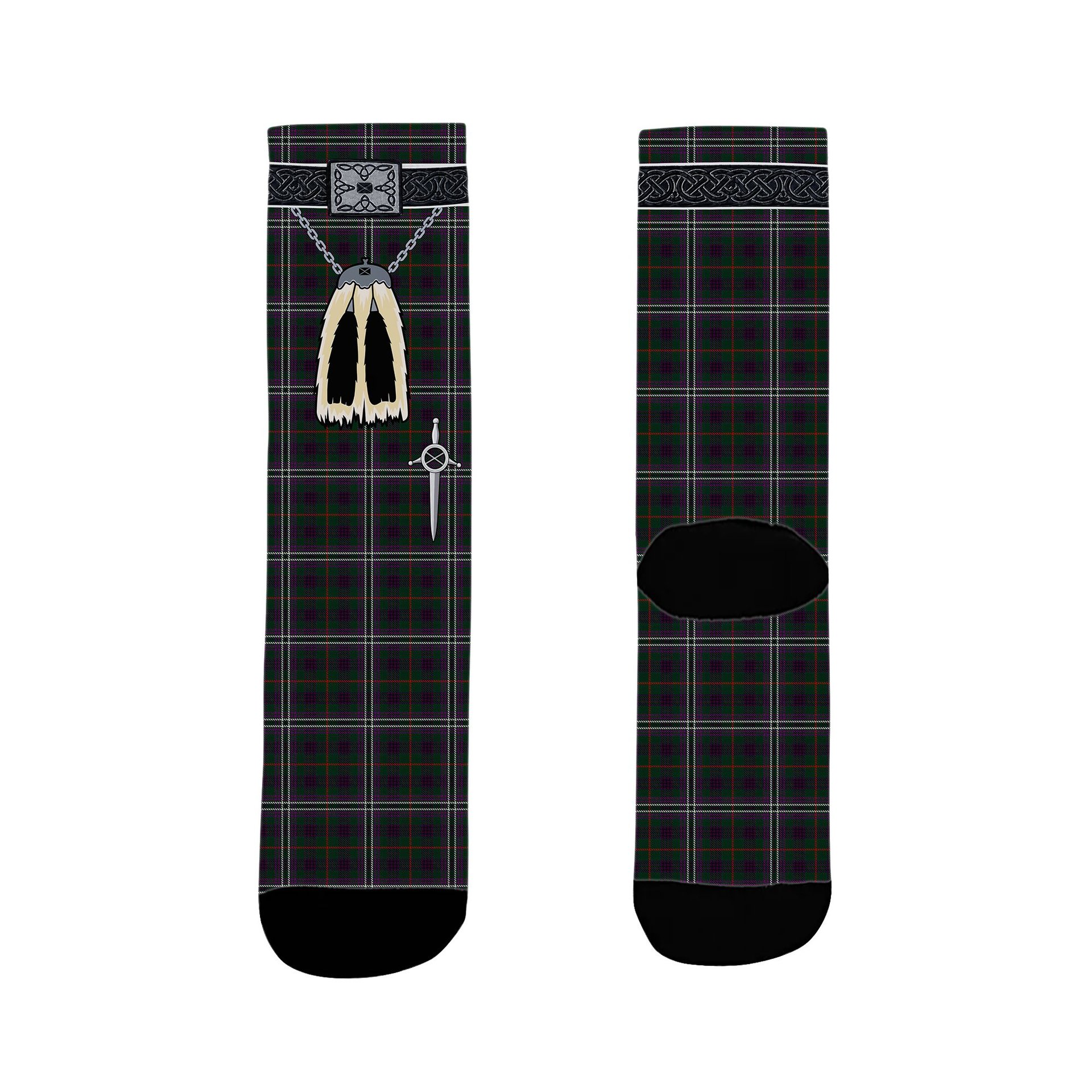 ScotsTee Shop Scottish MacGlynn Clan Highland Kilt Sporran Tartan Socks