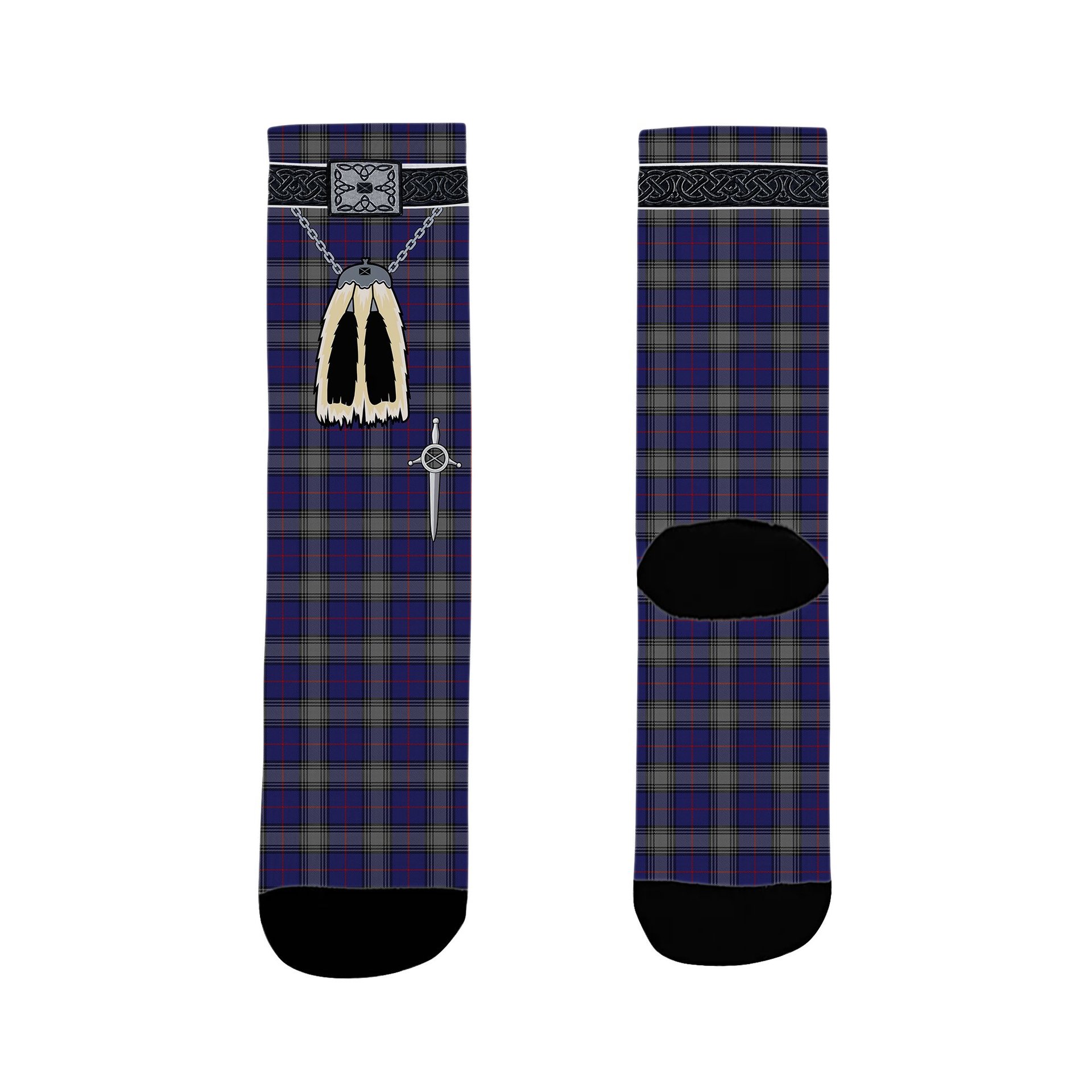 ScotsTee Shop Scottish Kinnaird Clan Highland Kilt Sporran Tartan Socks