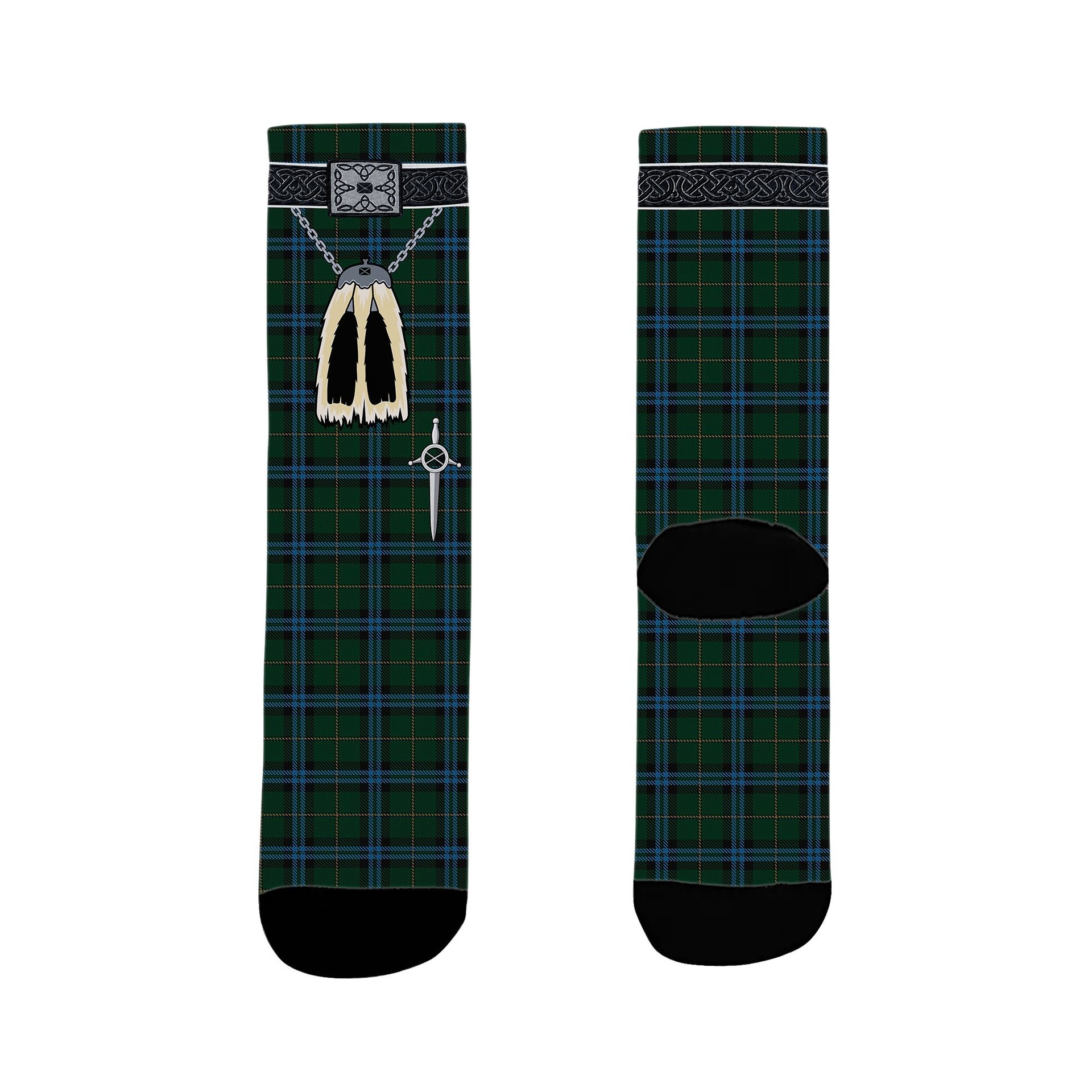 ScotsTee Shop Scottish Mackie Clan Highland Kilt Sporran Tartan Socks
