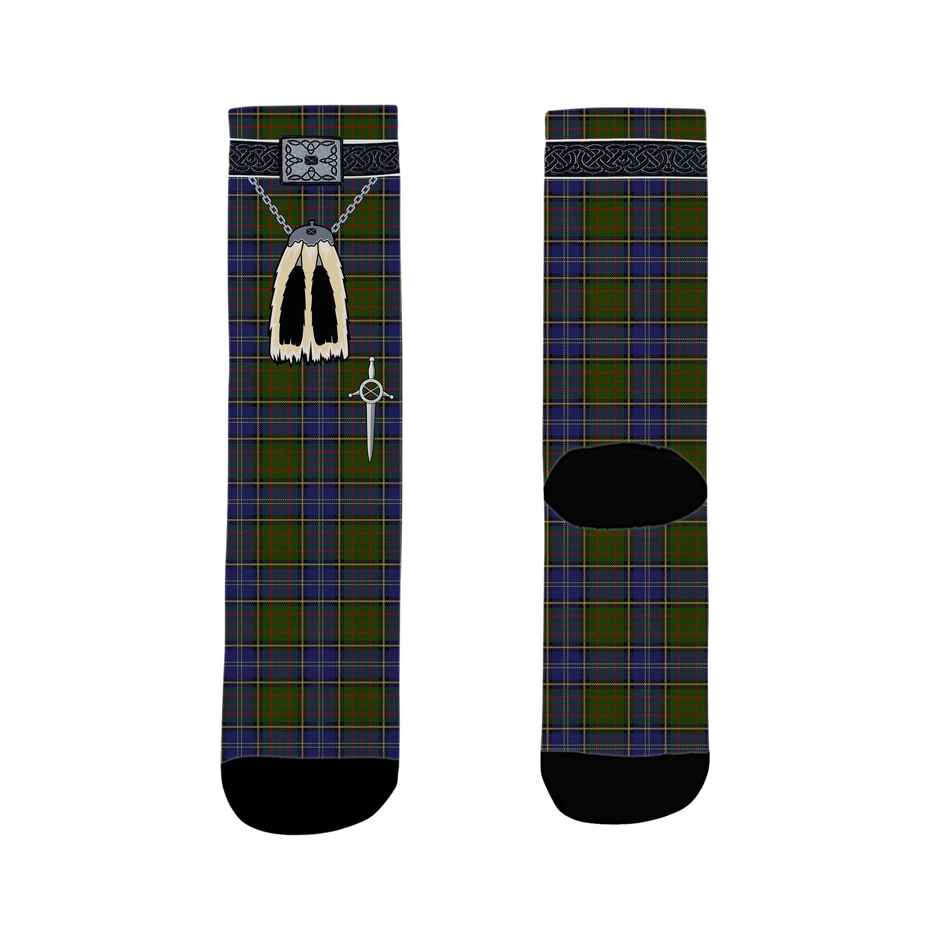 ScotsTee Shop Scottish MacMillan Hunting 2 Clan Highland Kilt Sporran Tartan Socks