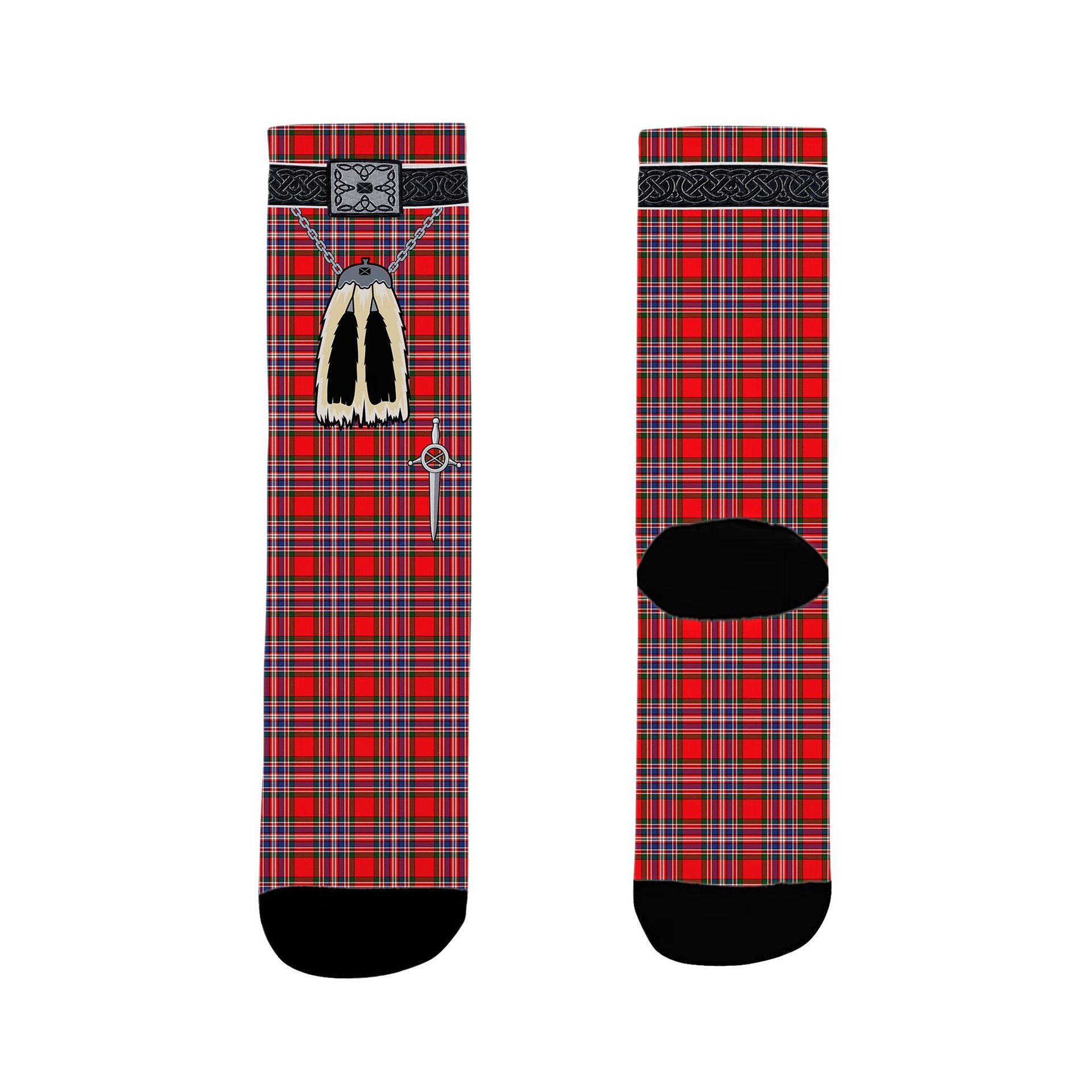 ScotsTee Shop Scottish MacFarlane Modern Clan Highland Kilt Sporran Tartan Socks