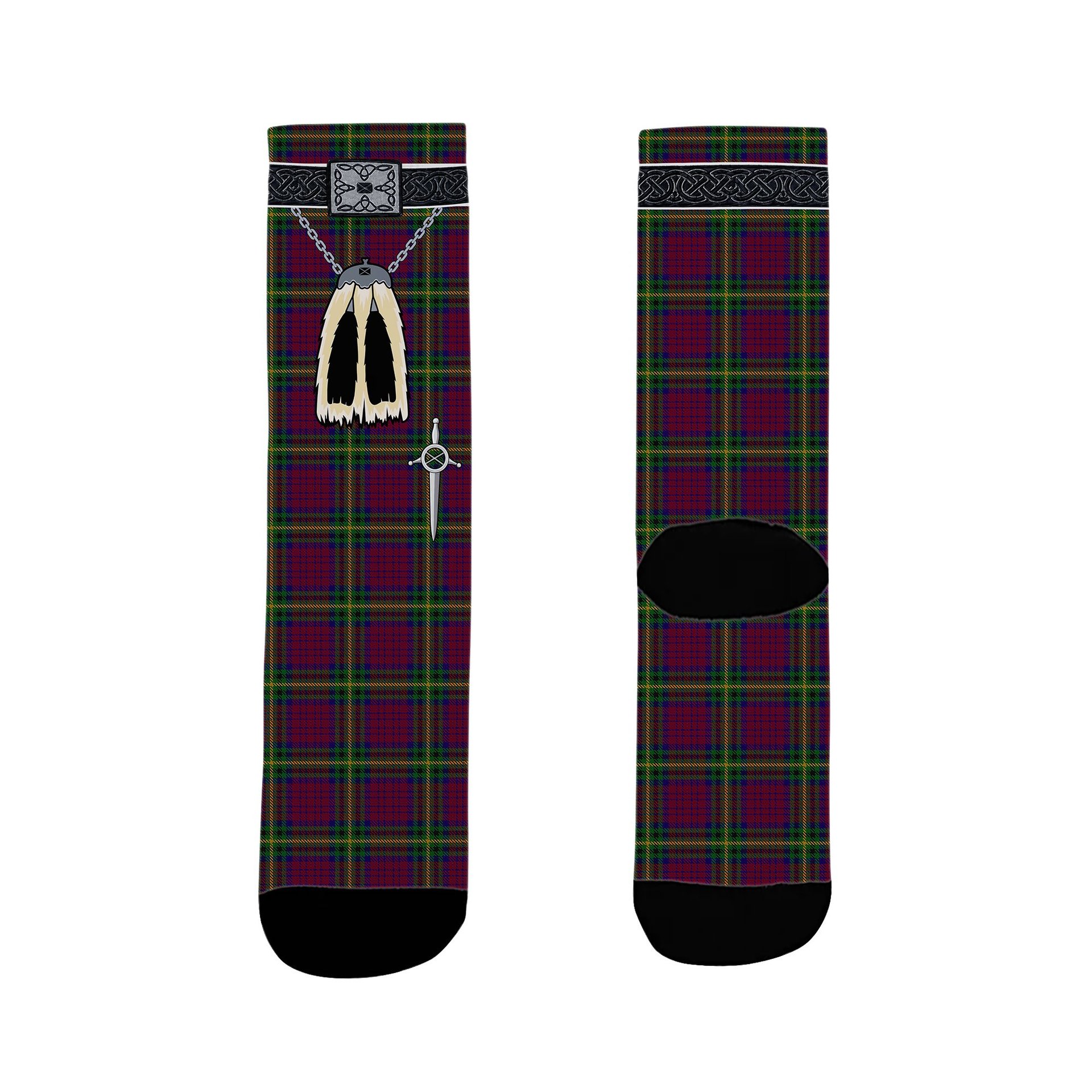 ScotsTee Shop Scottish MacGaugh Clan Highland Kilt Sporran Tartan Socks