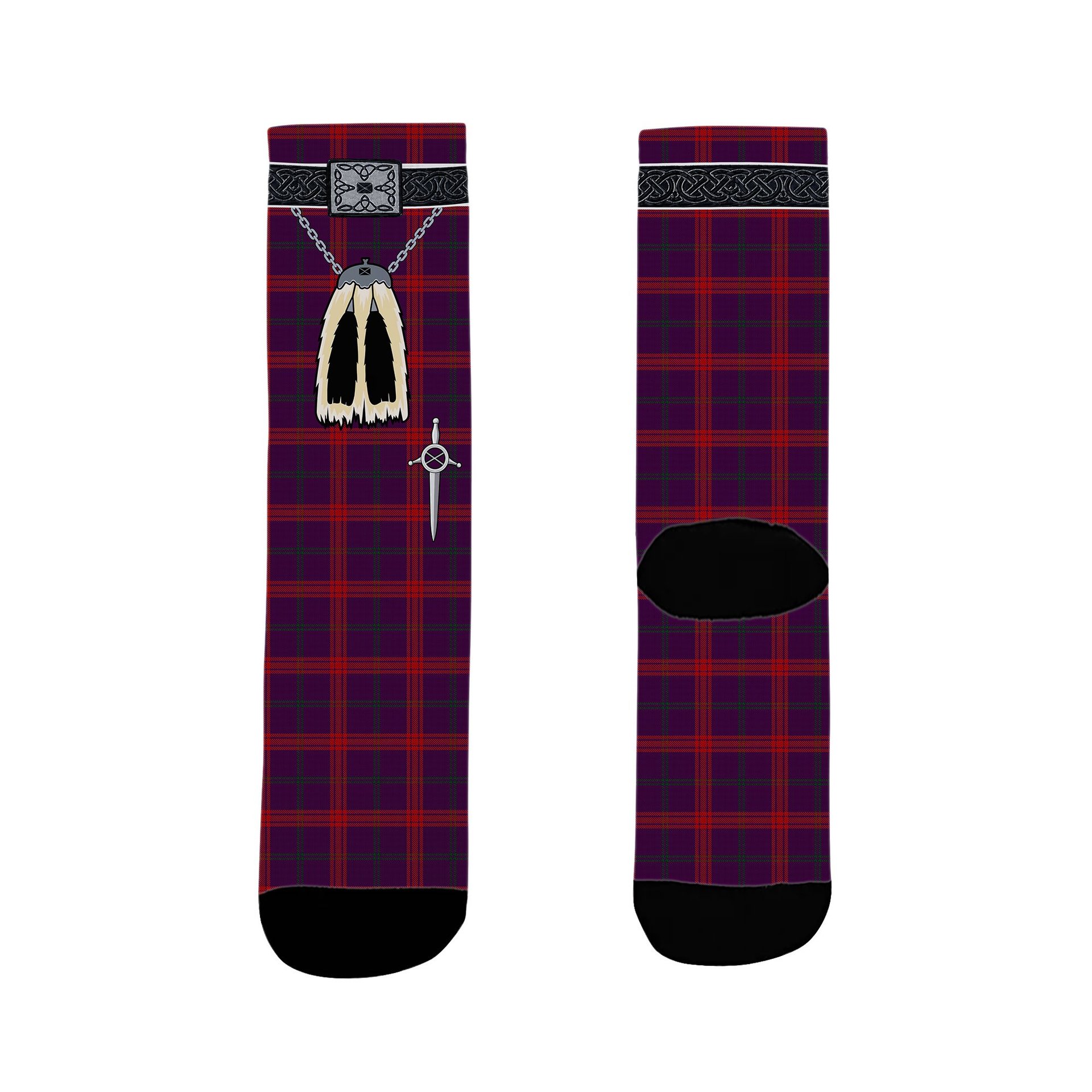 ScotsTee Shop Scottish Lynch Variant Clan Highland Kilt Sporran Tartan Socks