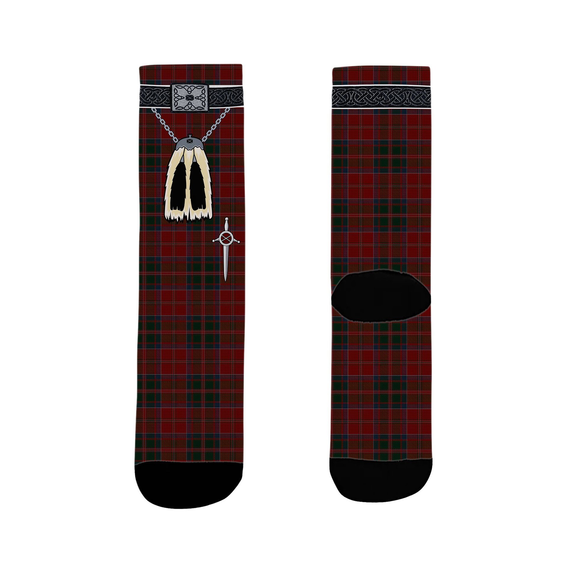 ScotsTee Shop Scottish MacDonald of Glencoe Clan Highland Kilt Sporran Tartan Socks