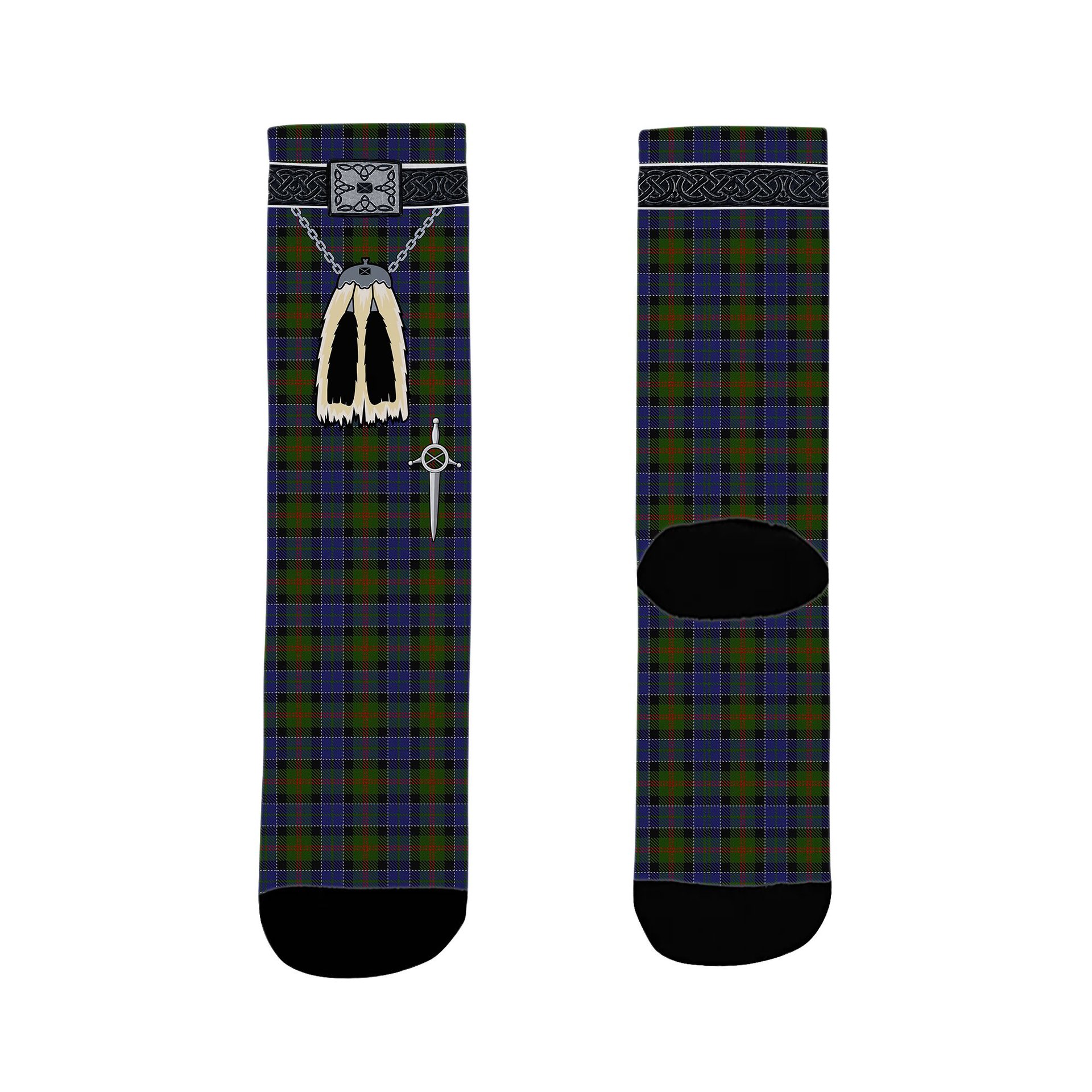 ScotsTee Shop Scottish MacPhedran Clan Highland Kilt Sporran Tartan Socks