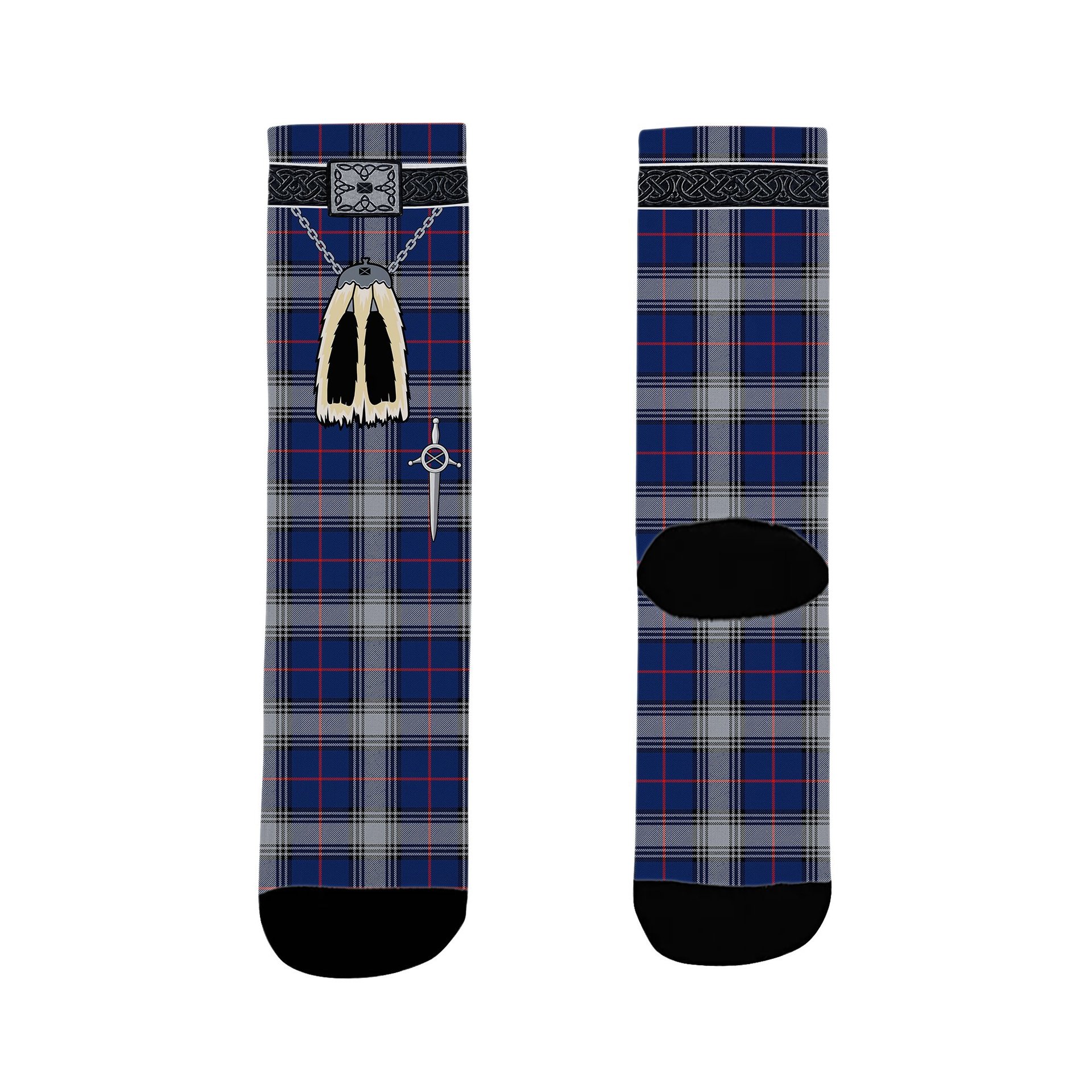 ScotsTee Shop Scottish Kinnaird Modern Clan Highland Kilt Sporran Tartan Socks