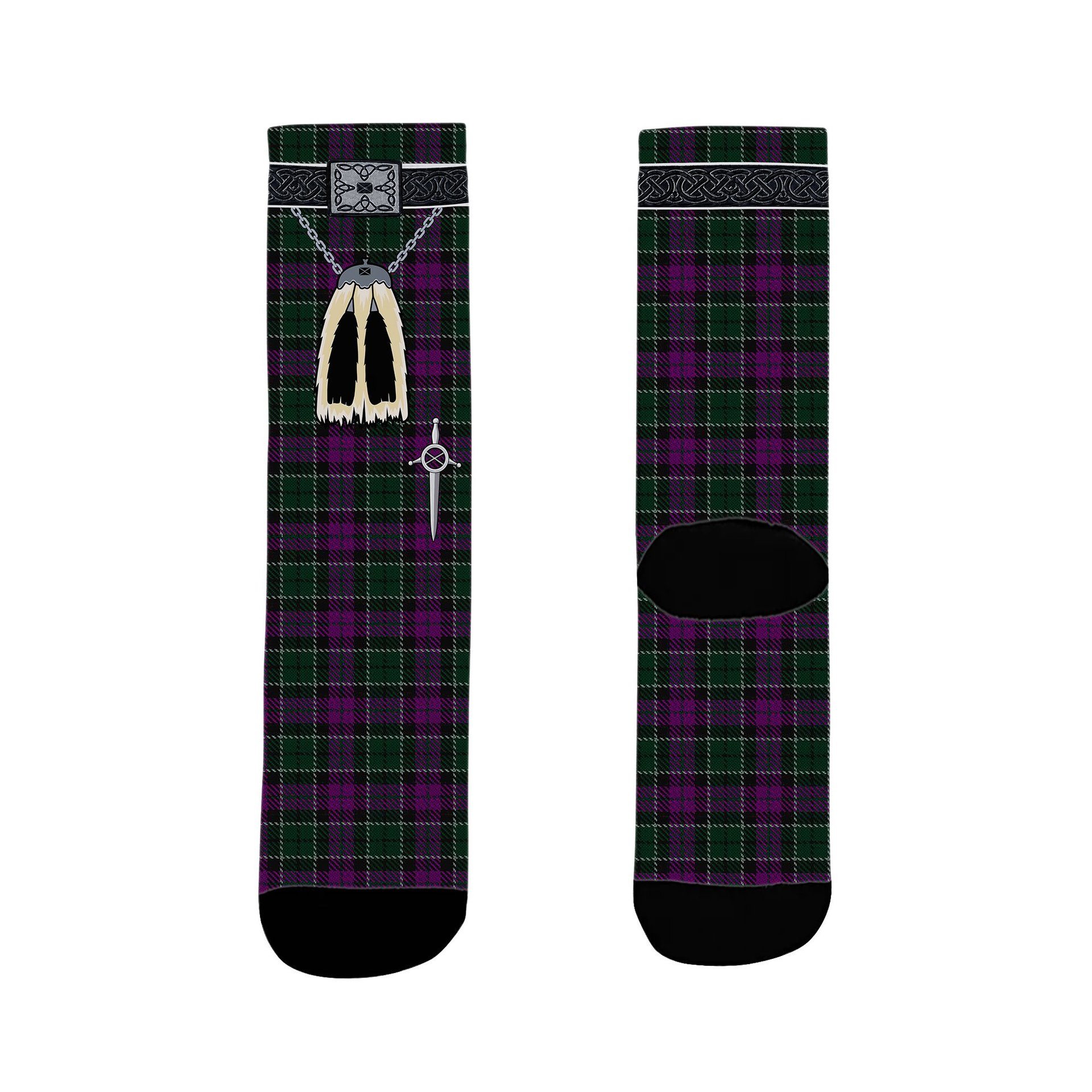 ScotsTee Shop Scottish Lennie Clan Highland Kilt Sporran Tartan Socks