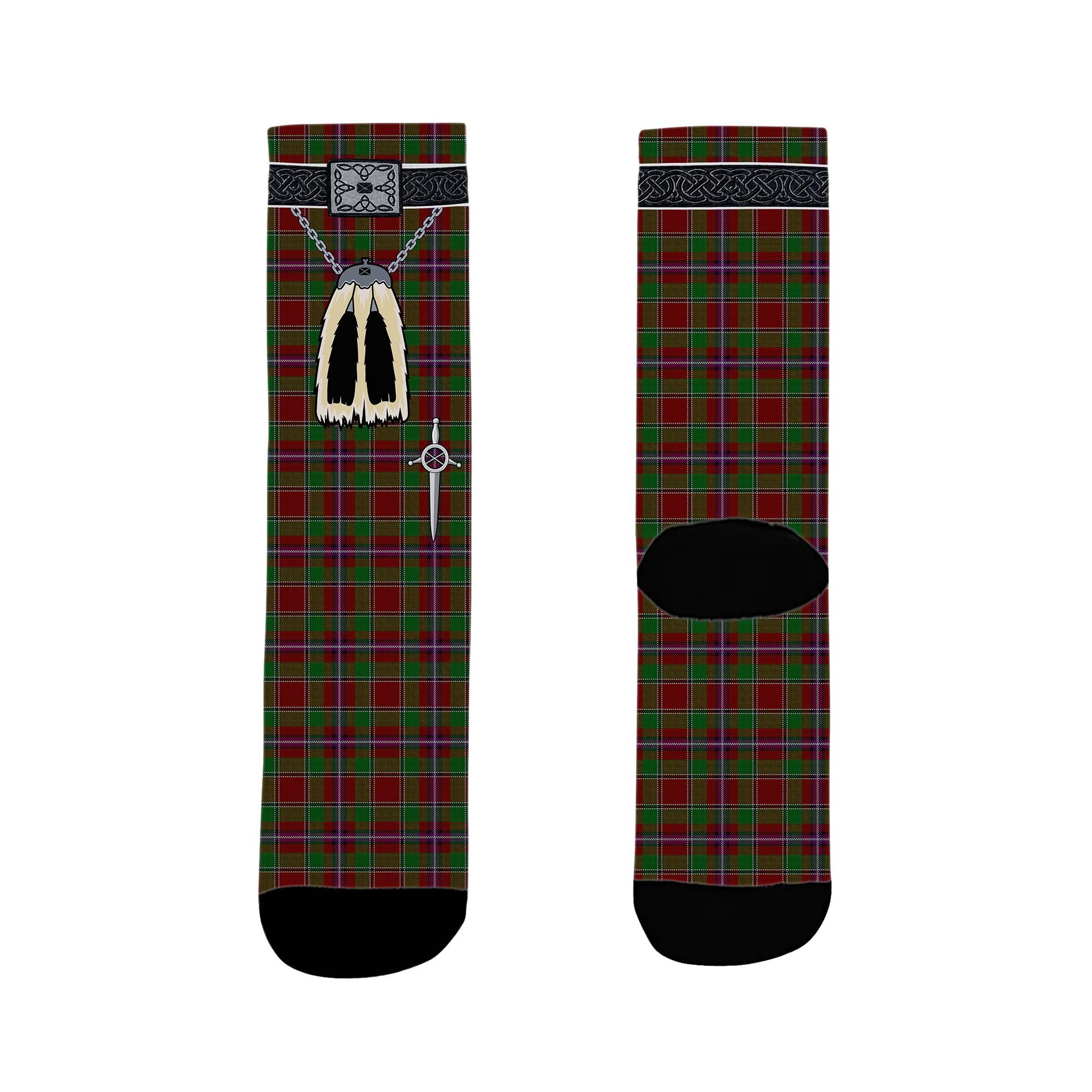 ScotsTee Shop Scottish Leach 1995 Clan Highland Kilt Sporran Tartan Socks