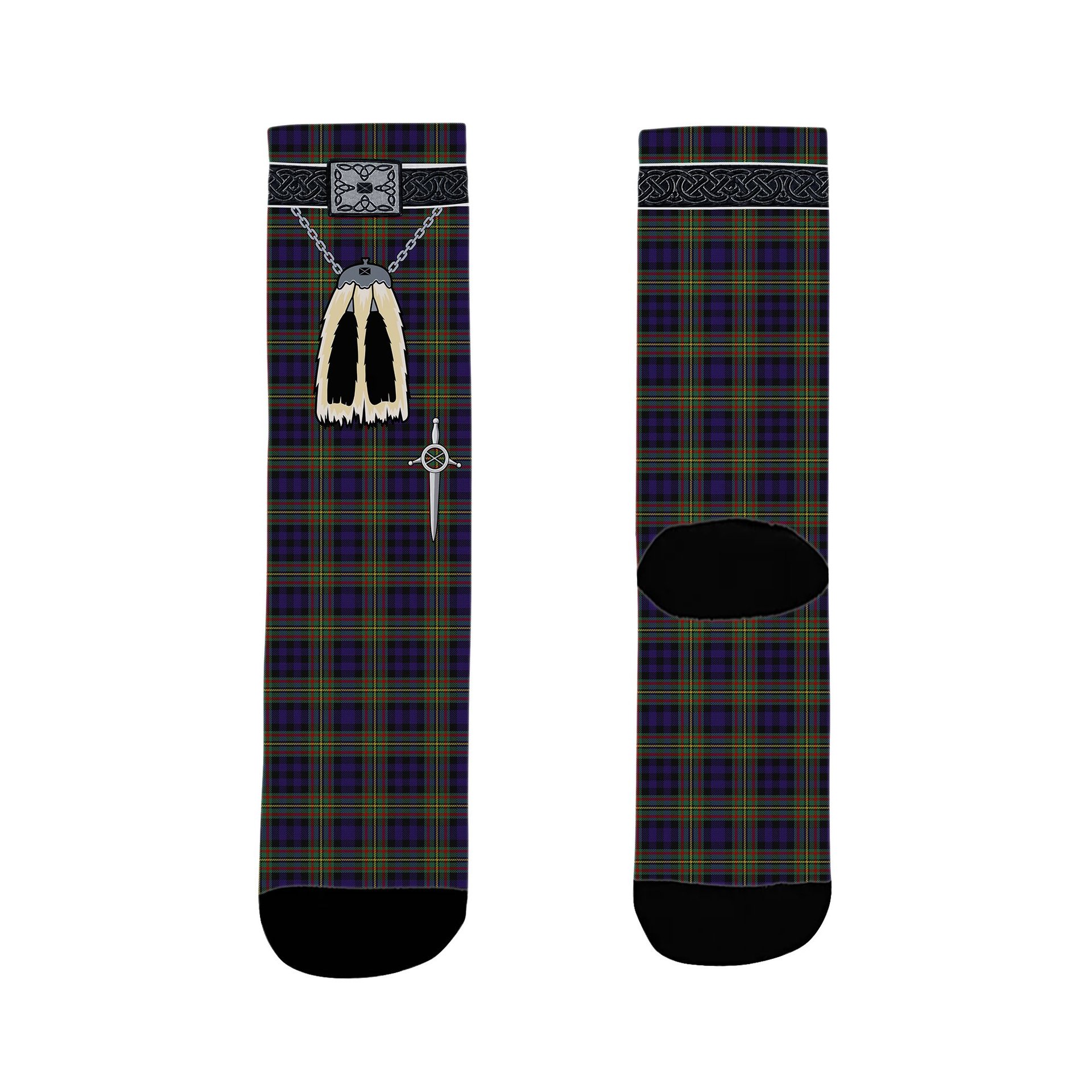 ScotsTee Shop Scottish MacLellan Clan Highland Kilt Sporran Tartan Socks