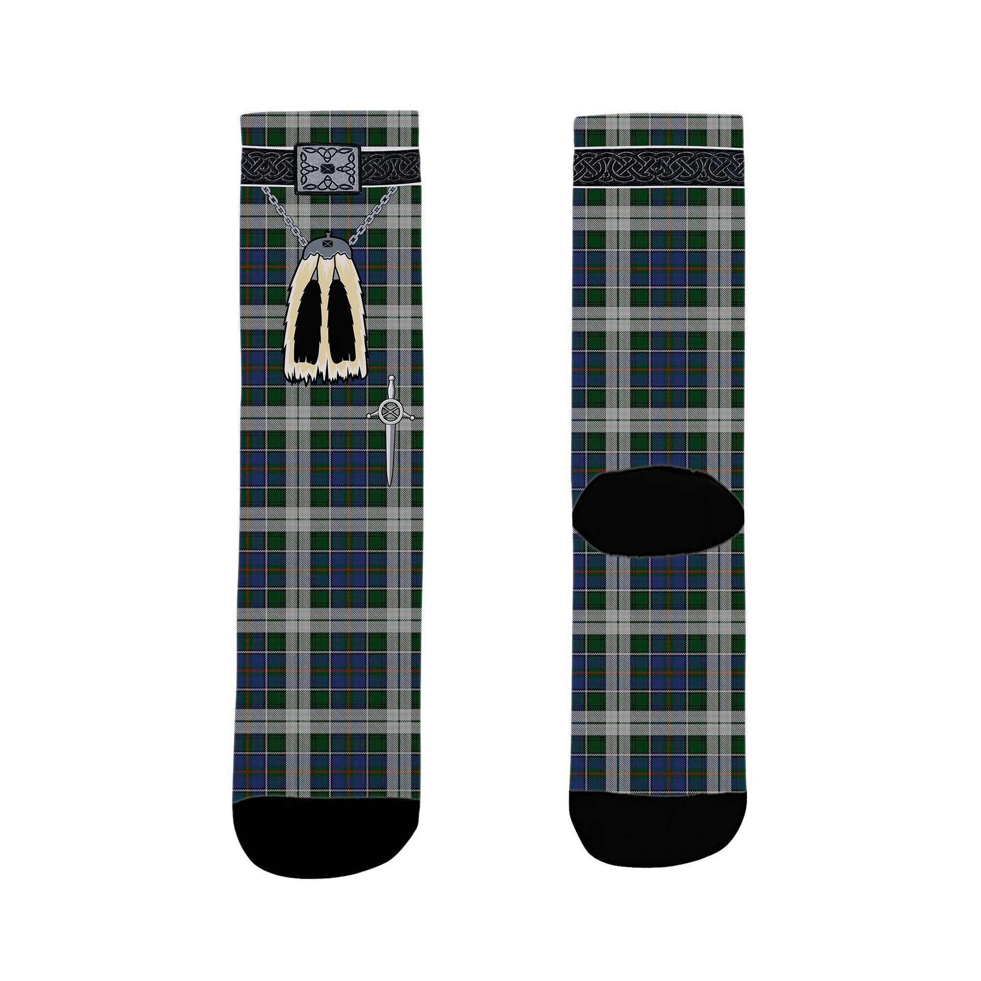 ScotsTee Shop Scottish MacInnes Dress Clan Highland Kilt Sporran Tartan Socks