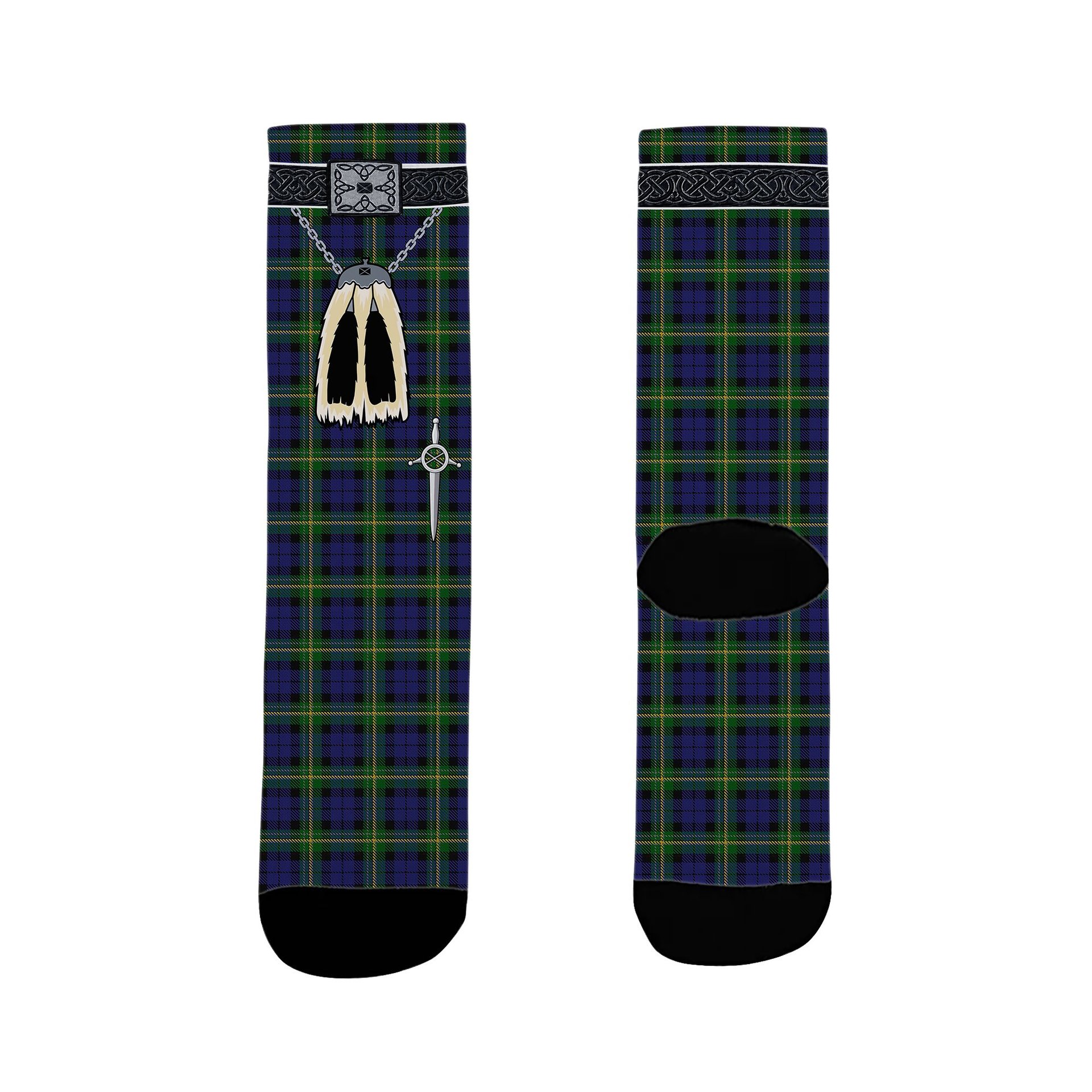 ScotsTee Shop Scottish Paterson Dalgleish Version Clan Highland Kilt Sporran Tartan Socks