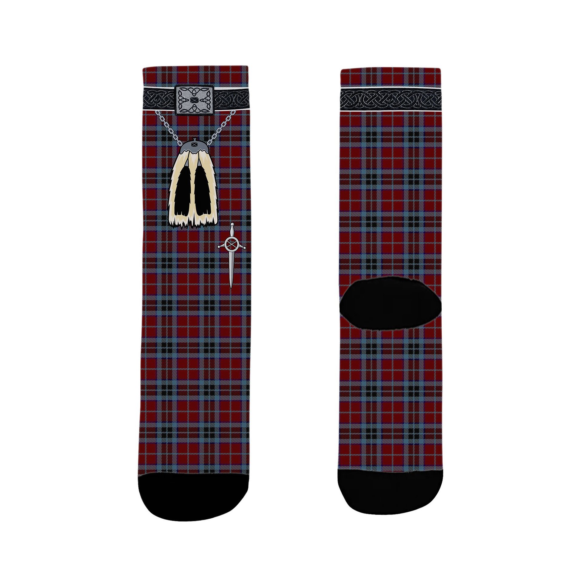 ScotsTee Shop Scottish MacTavish 2 Clan Highland Kilt Sporran Tartan Socks
