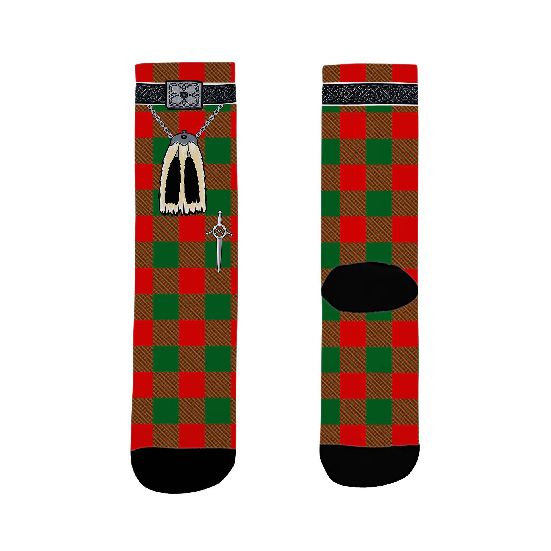 ScotsTee Shop Scottish Moncrieff Modern Clan Highland Kilt Sporran Tartan Socks