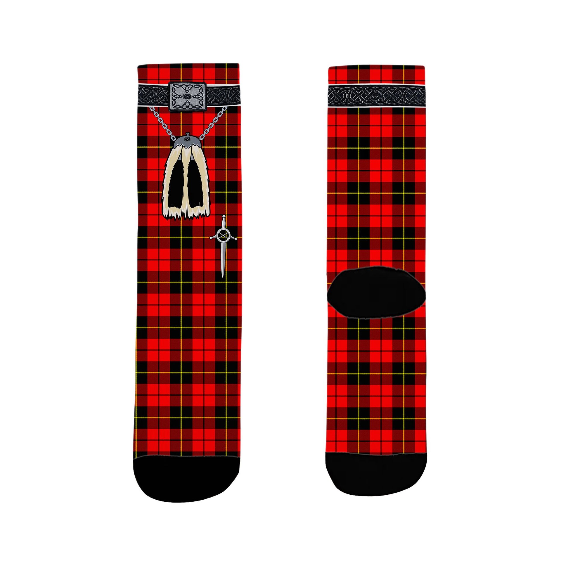 ScotsTee Shop Scottish Wallace Hunting Red Clan Highland Kilt Sporran Tartan Socks