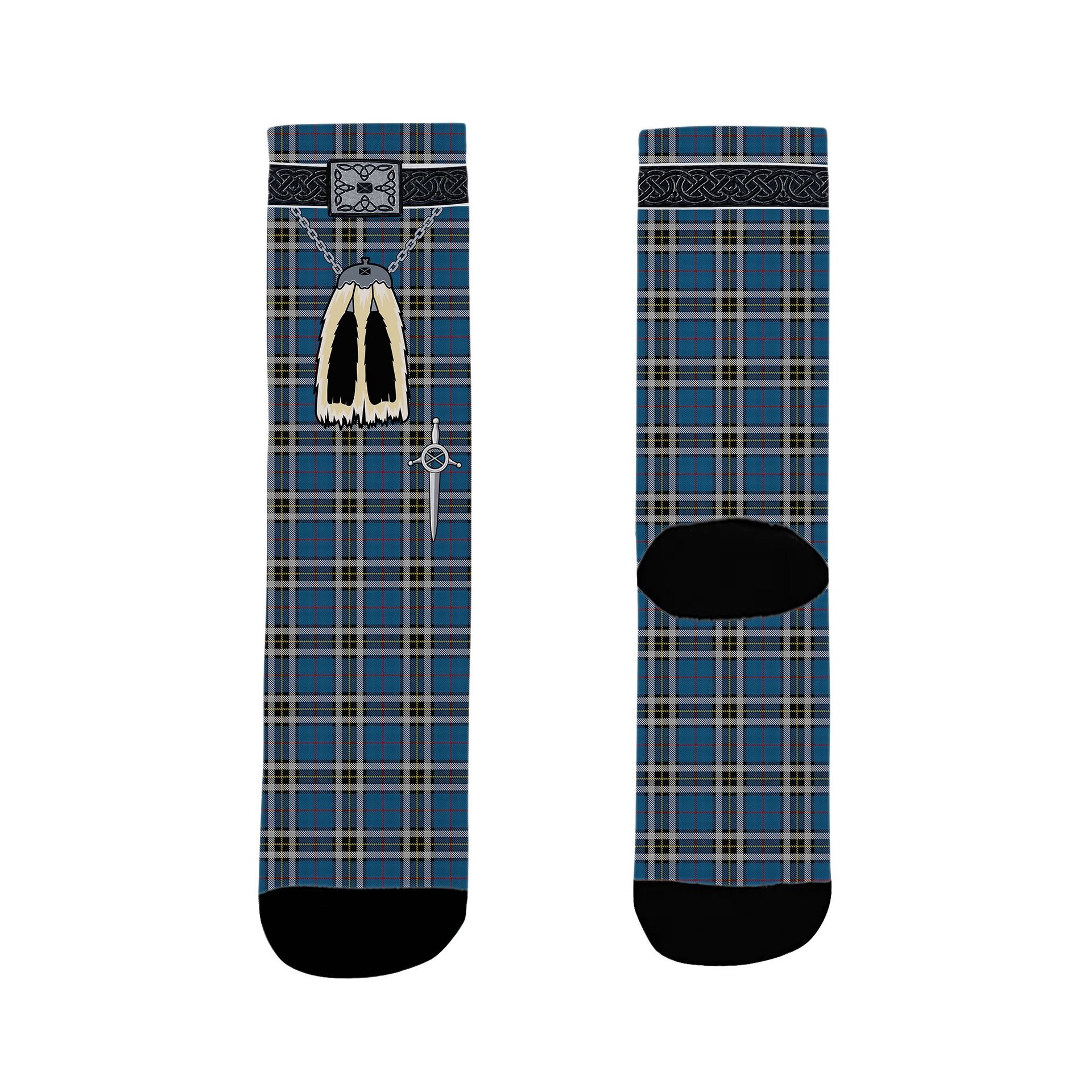 ScotsTee Shop Scottish Thompson Society Dress Blue Clan Highland Kilt Sporran Tartan Socks