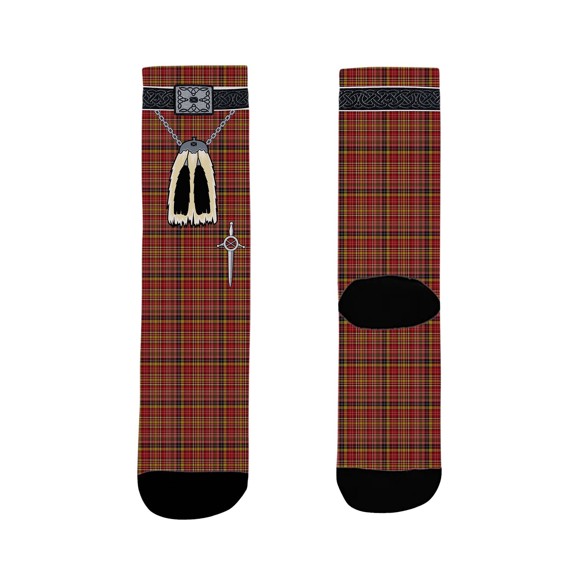 ScotsTee Shop Scottish Ogilvie (Ogilvy) of Strathallan Clan Highland Kilt Sporran Tartan Socks