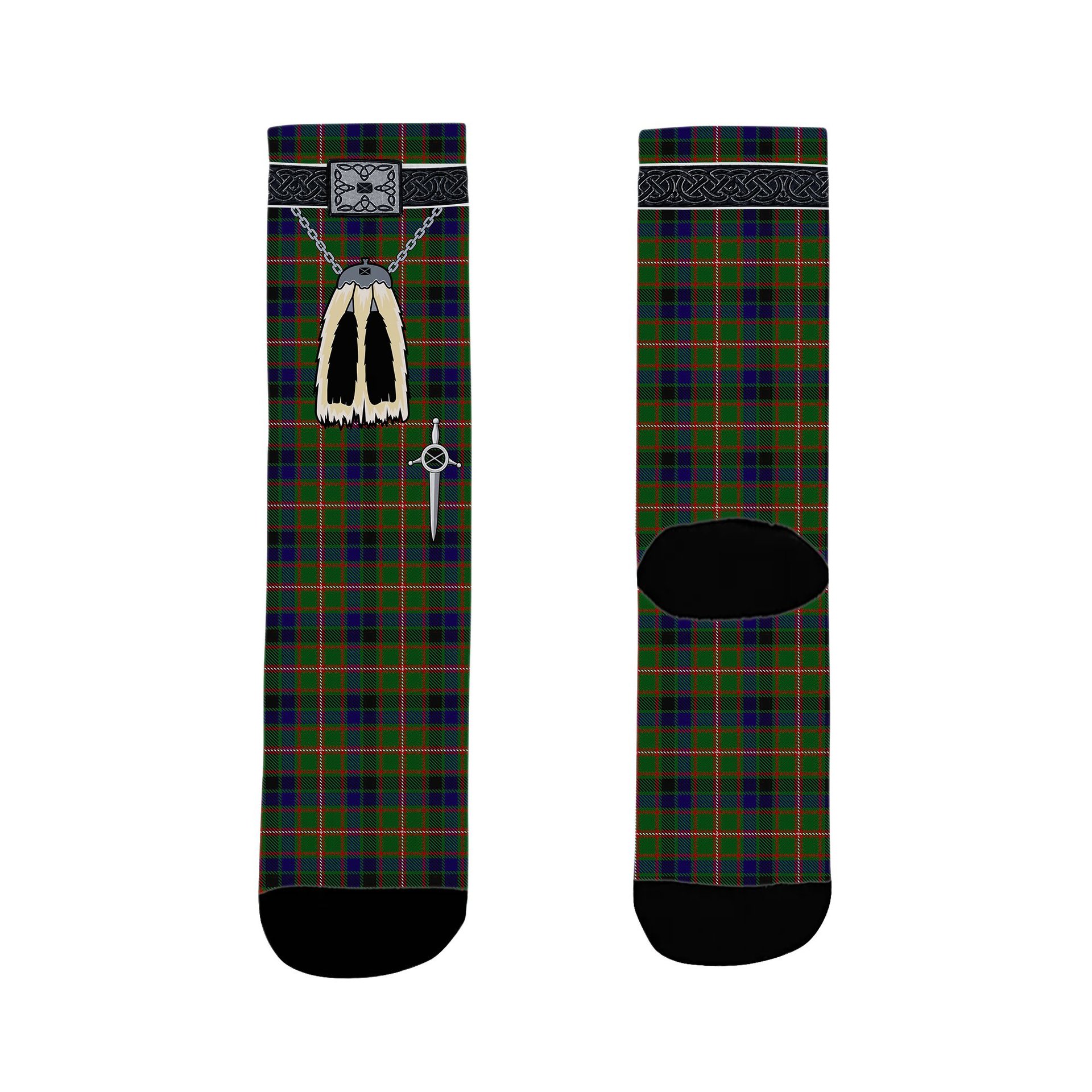 ScotsTee Shop Scottish Reid Green Clan Highland Kilt Sporran Tartan Socks