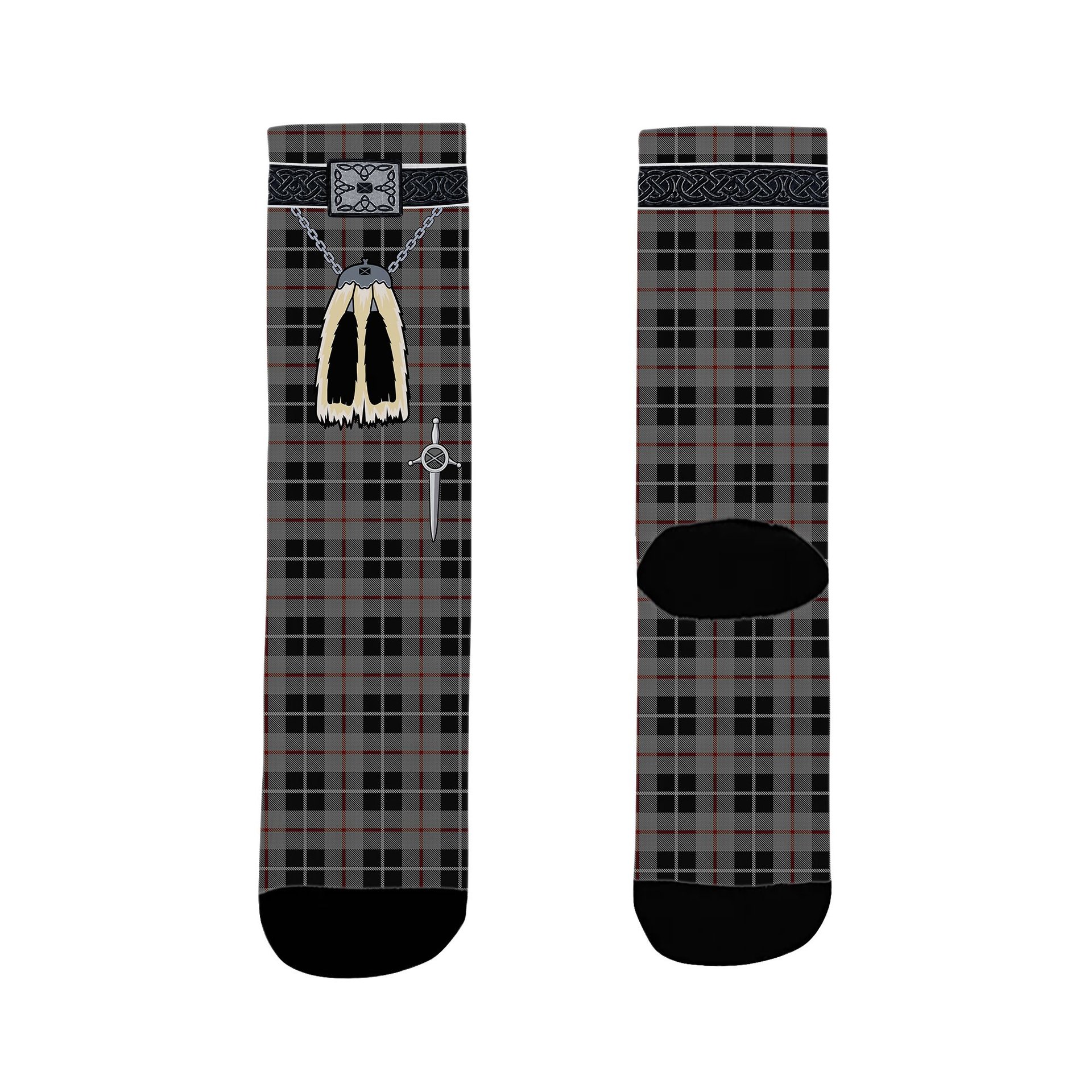 ScotsTee Shop Scottish Thomson Grey Clan Highland Kilt Sporran Tartan Socks