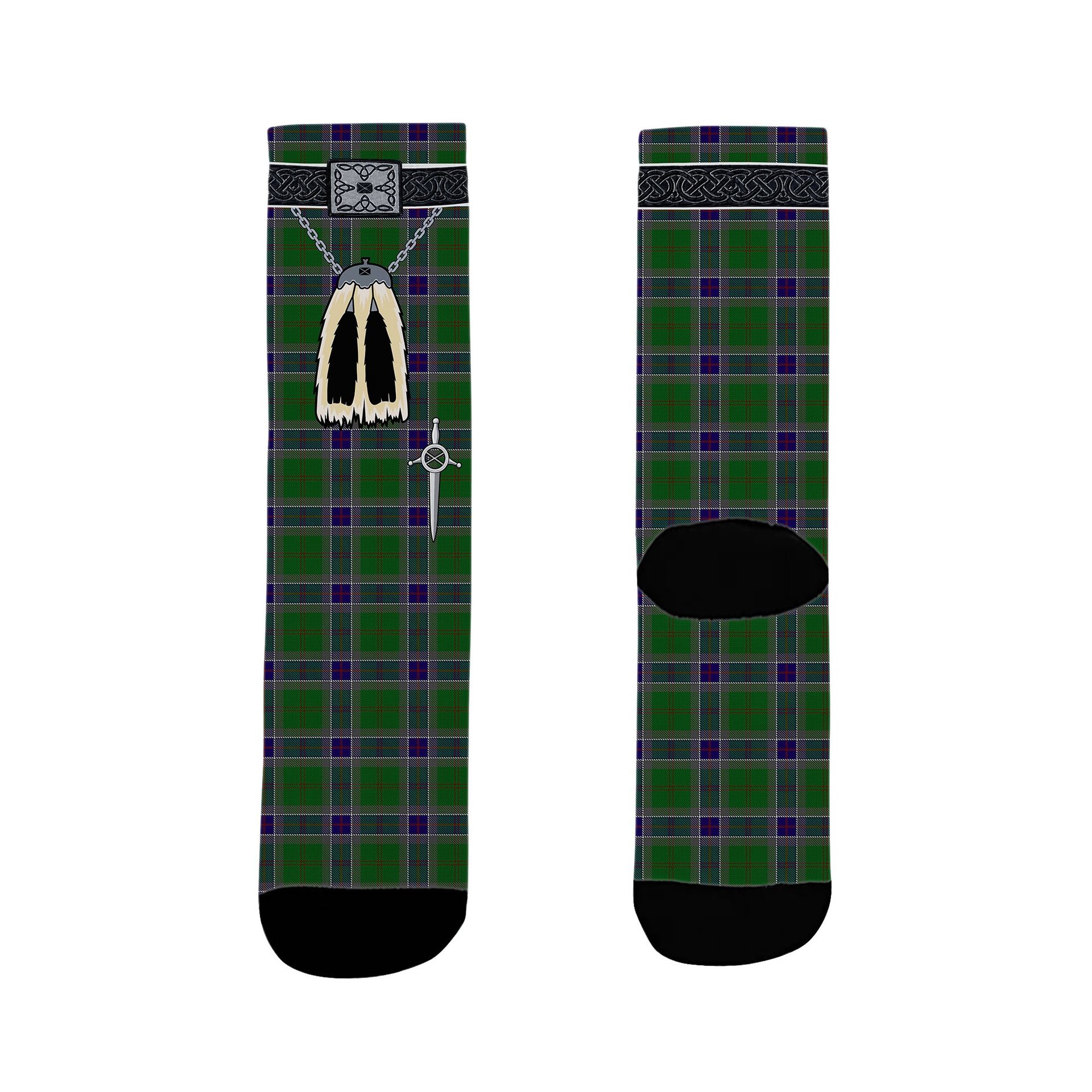 ScotsTee Shop Scottish Sinclair Green Clan Highland Kilt Sporran Tartan Socks
