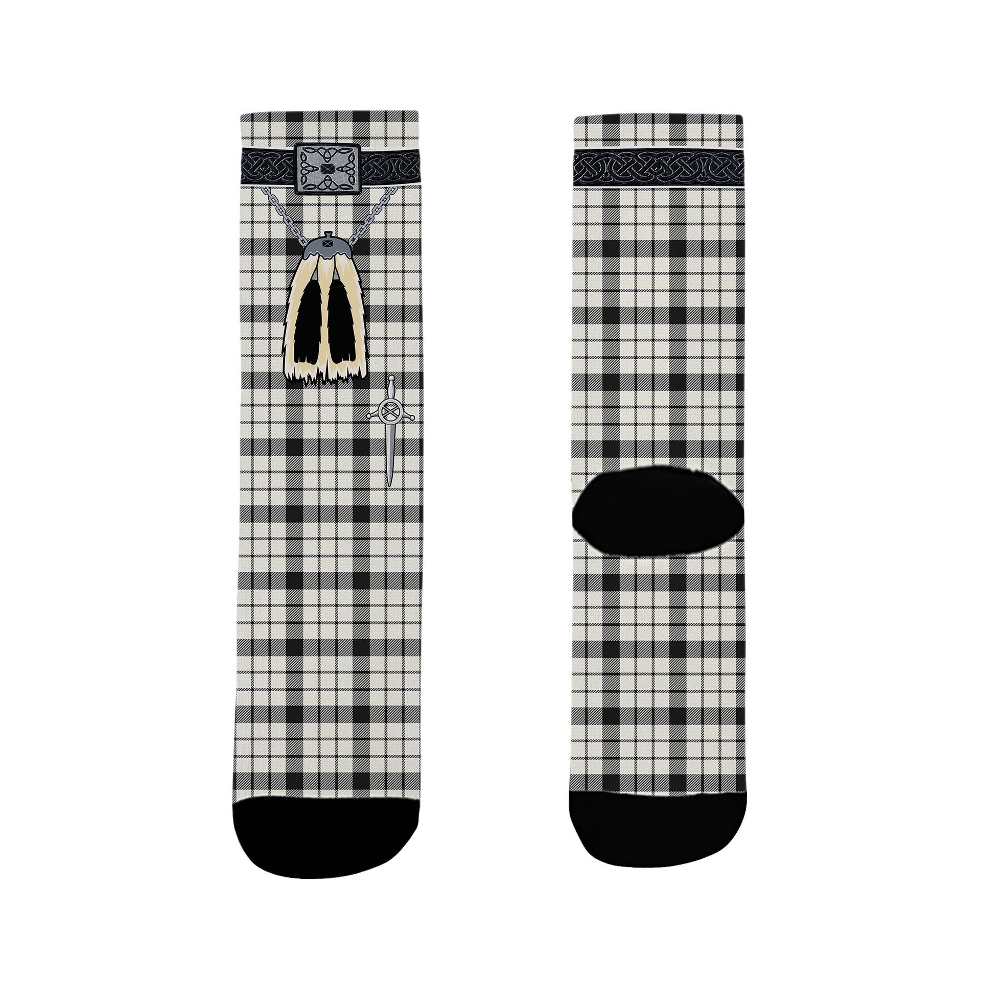 ScotsTee Shop Scottish McFarland Black White Ancient Clan Highland Kilt Sporran Tartan Socks