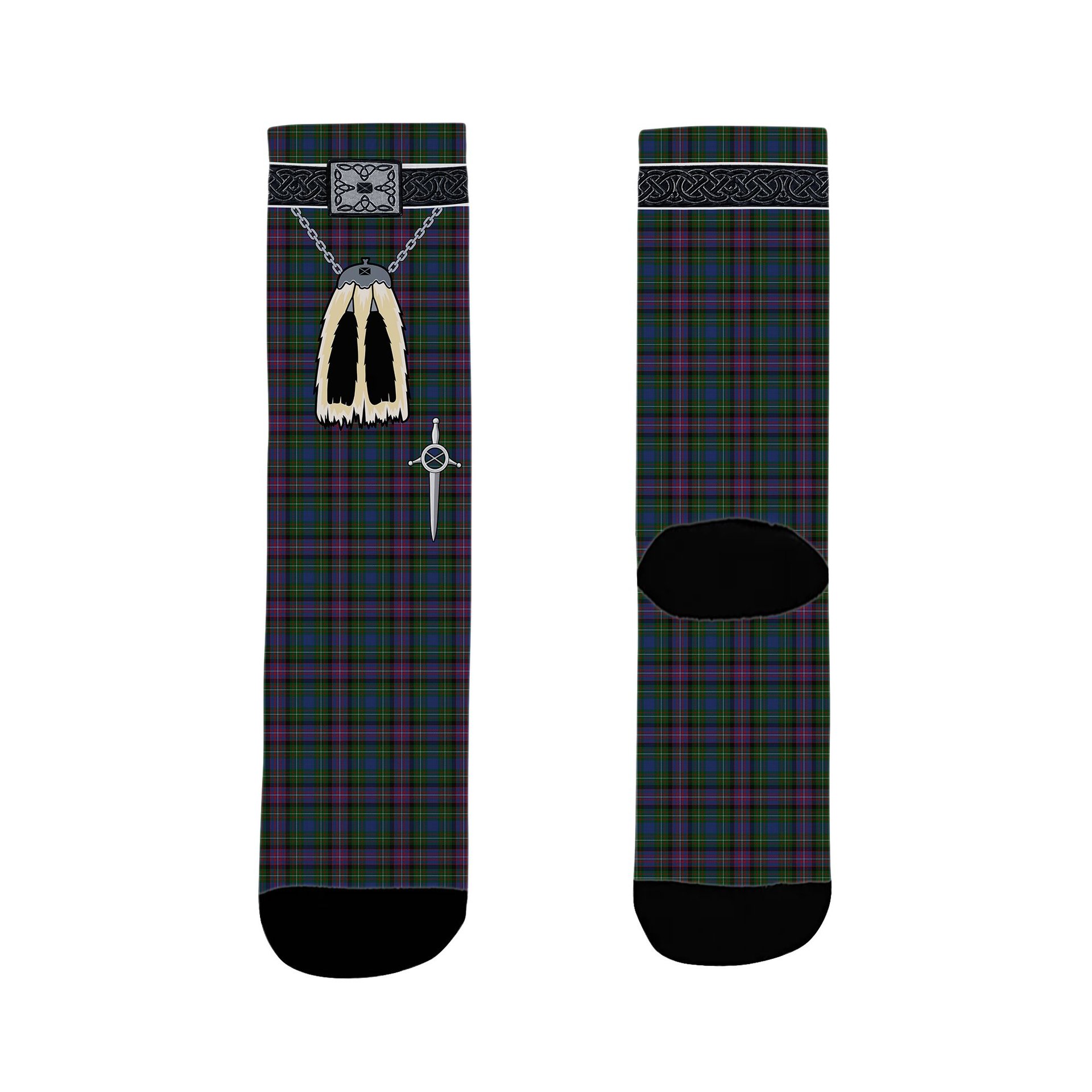 ScotsTee Shop Scottish Rankin Clan Highland Kilt Sporran Tartan Socks