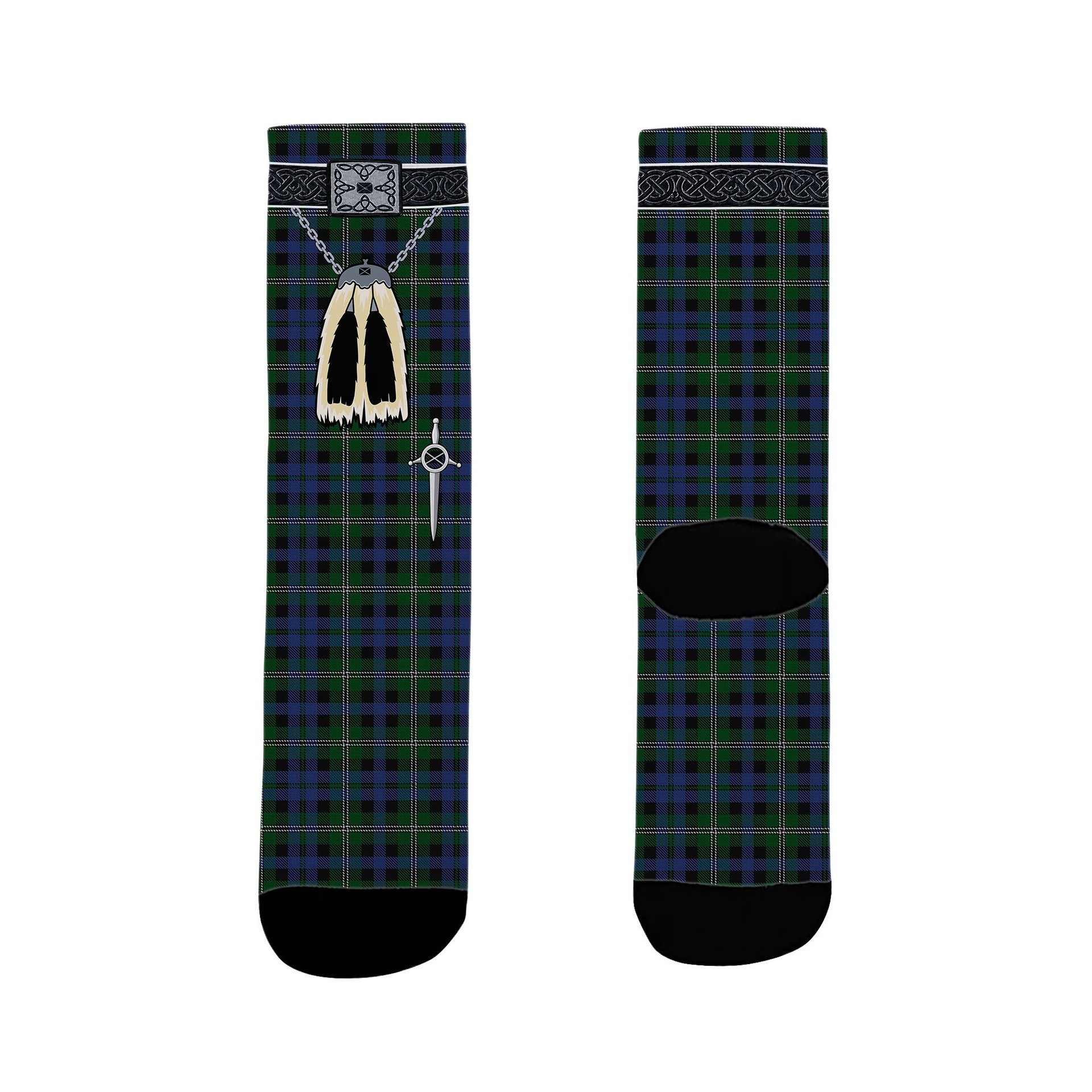 ScotsTee Shop Scottish Stevenson Hunting Clan Highland Kilt Sporran Tartan Socks