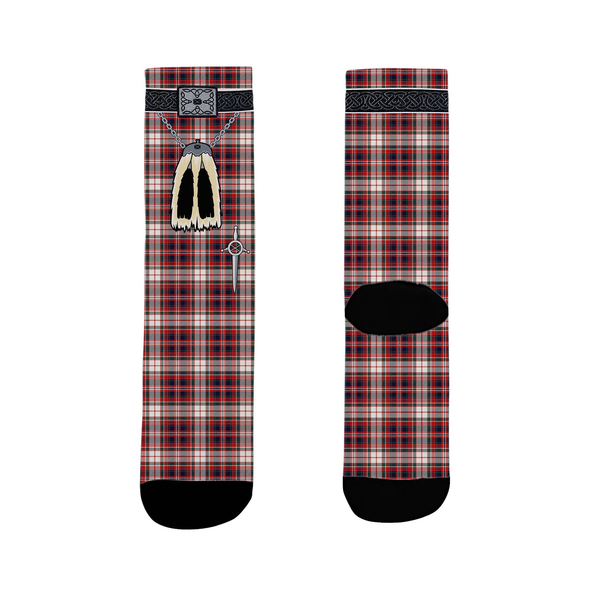 ScotsTee Shop Scottish McFarland Dress Modern Clan Highland Kilt Sporran Tartan Socks