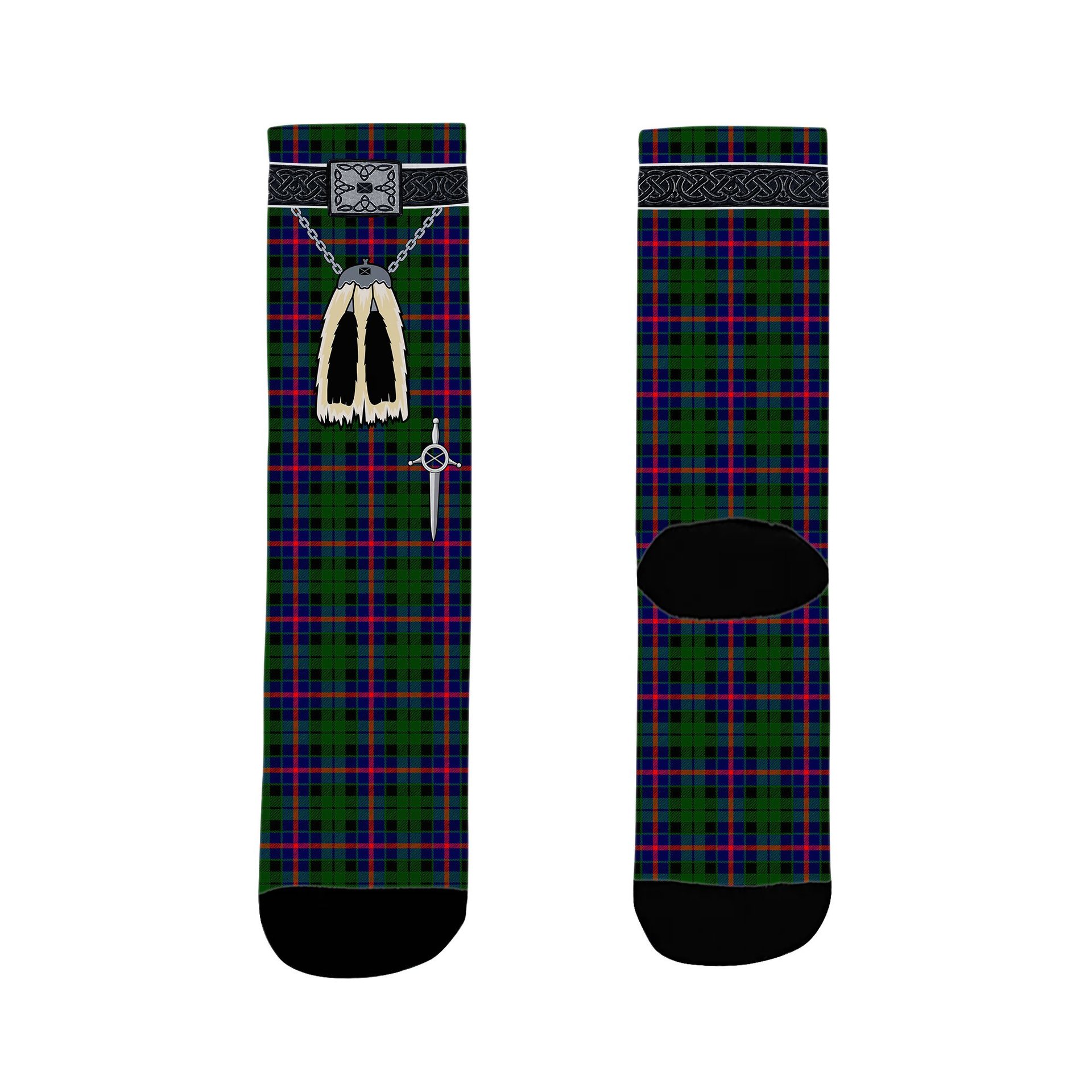 ScotsTee Shop Scottish Morrison Modern Clan Highland Kilt Sporran Tartan Socks