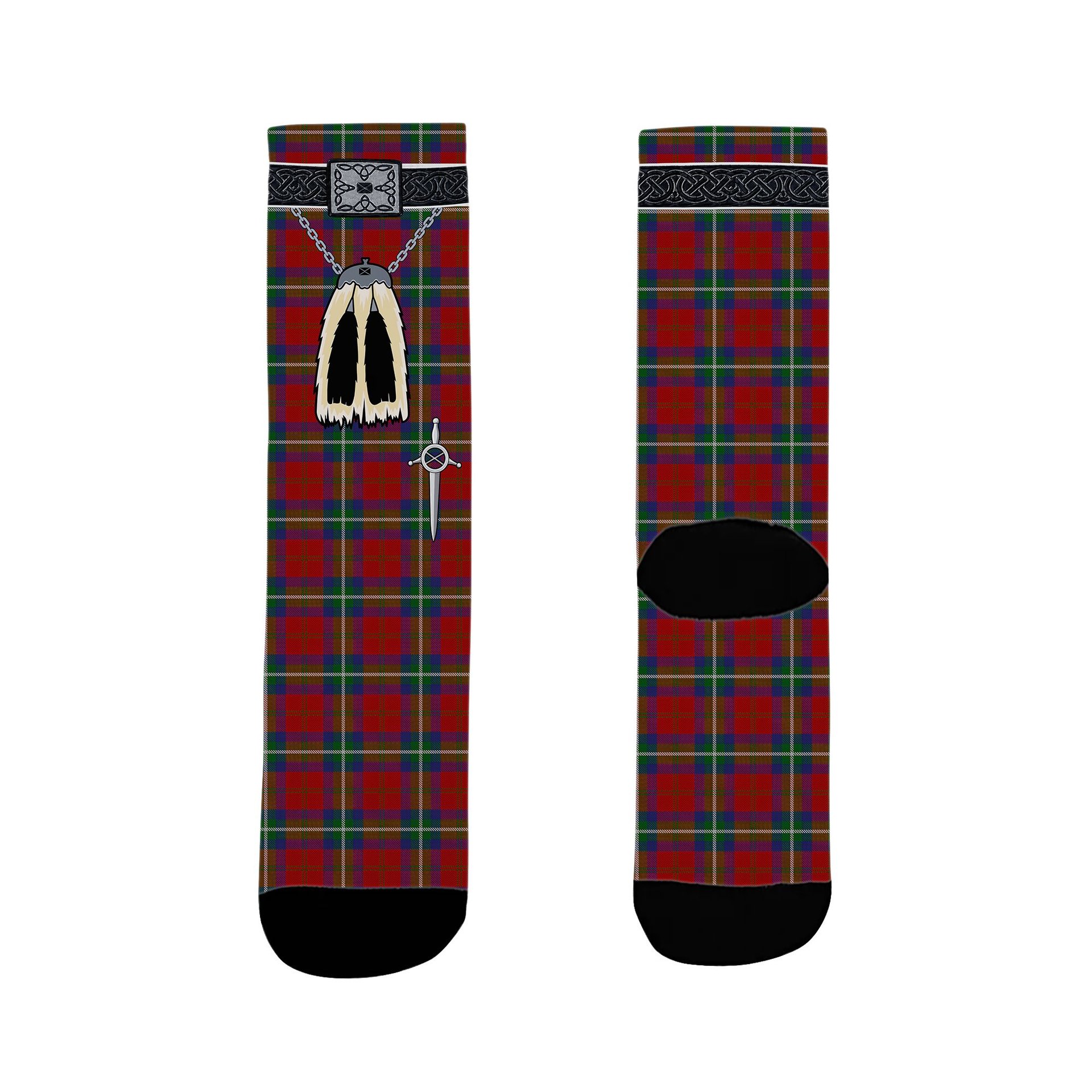 ScotsTee Shop Scottish Ruthven VS Clan Highland Kilt Sporran Tartan Socks
