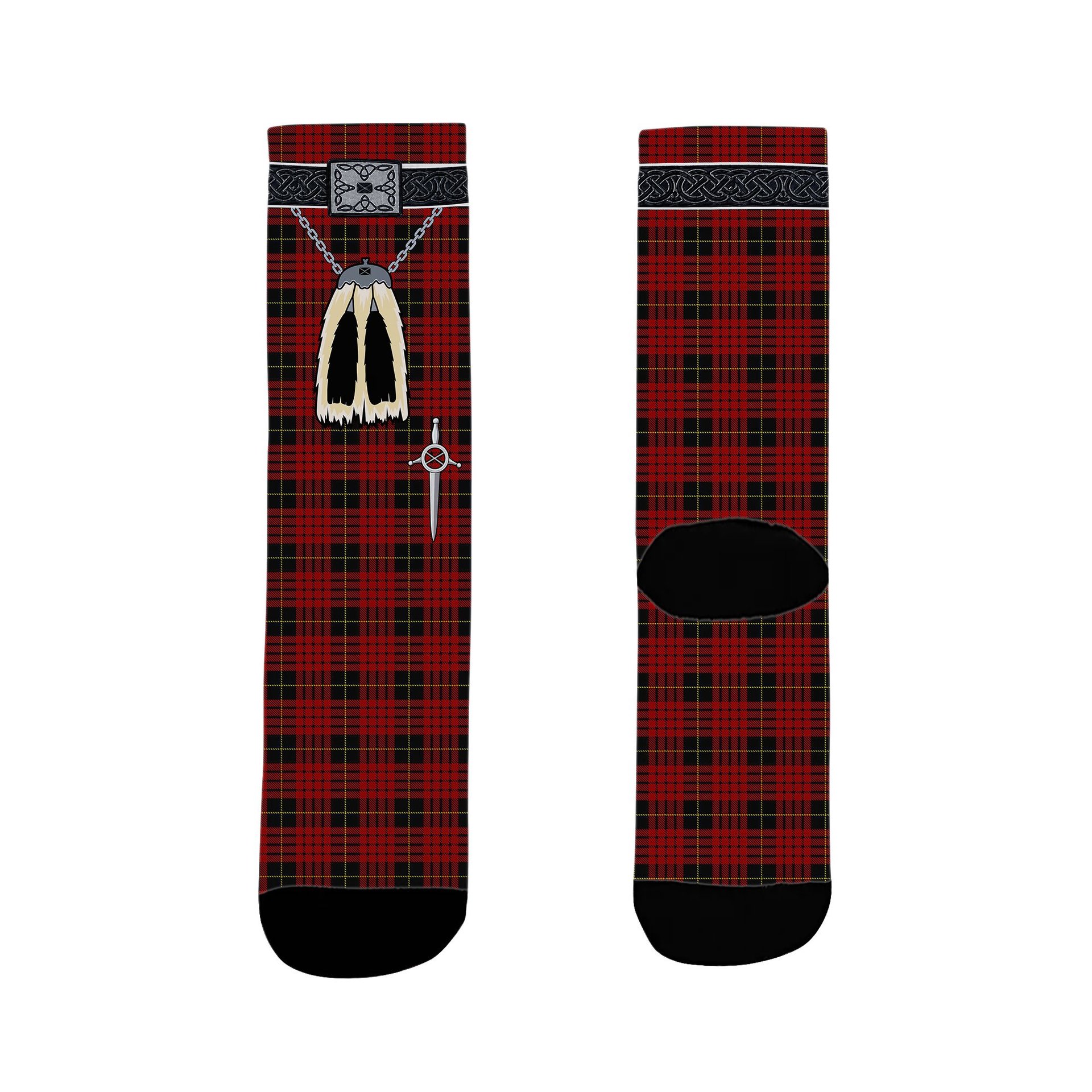 ScotsTee Shop Scottish MacSwan Clan Highland Kilt Sporran Tartan Socks
