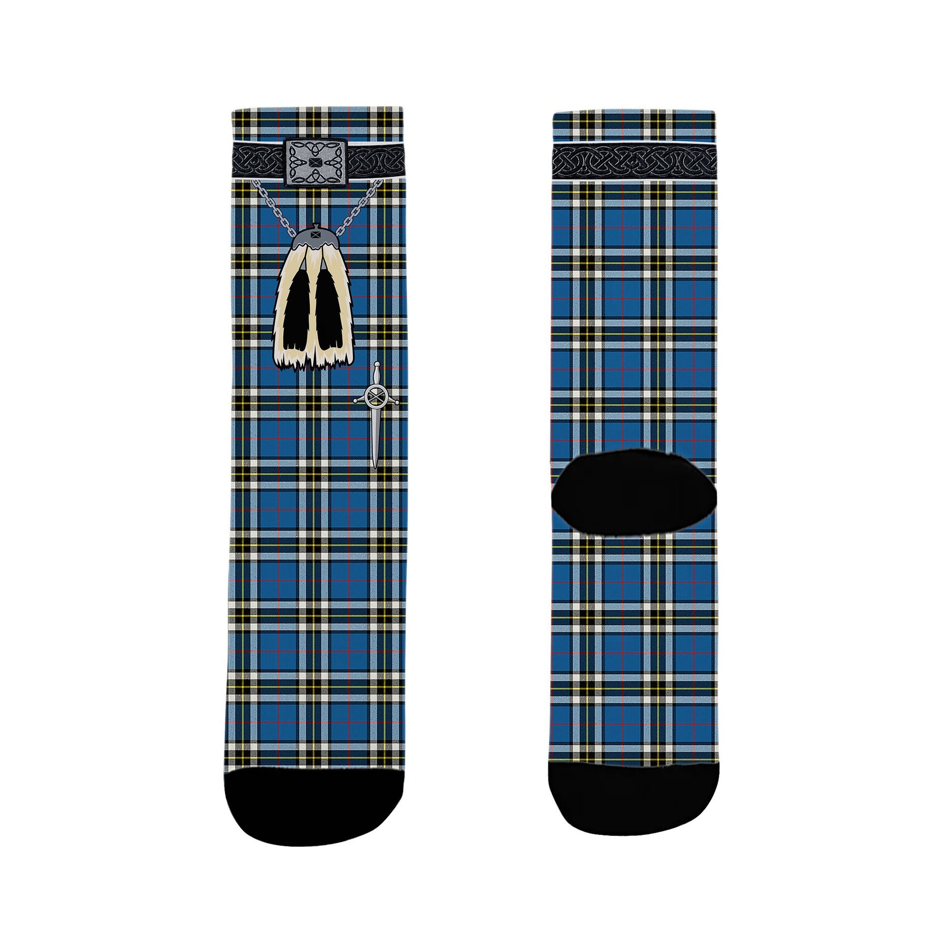 ScotsTee Shop Scottish Thomson Blue Clan Highland Kilt Sporran Tartan Socks