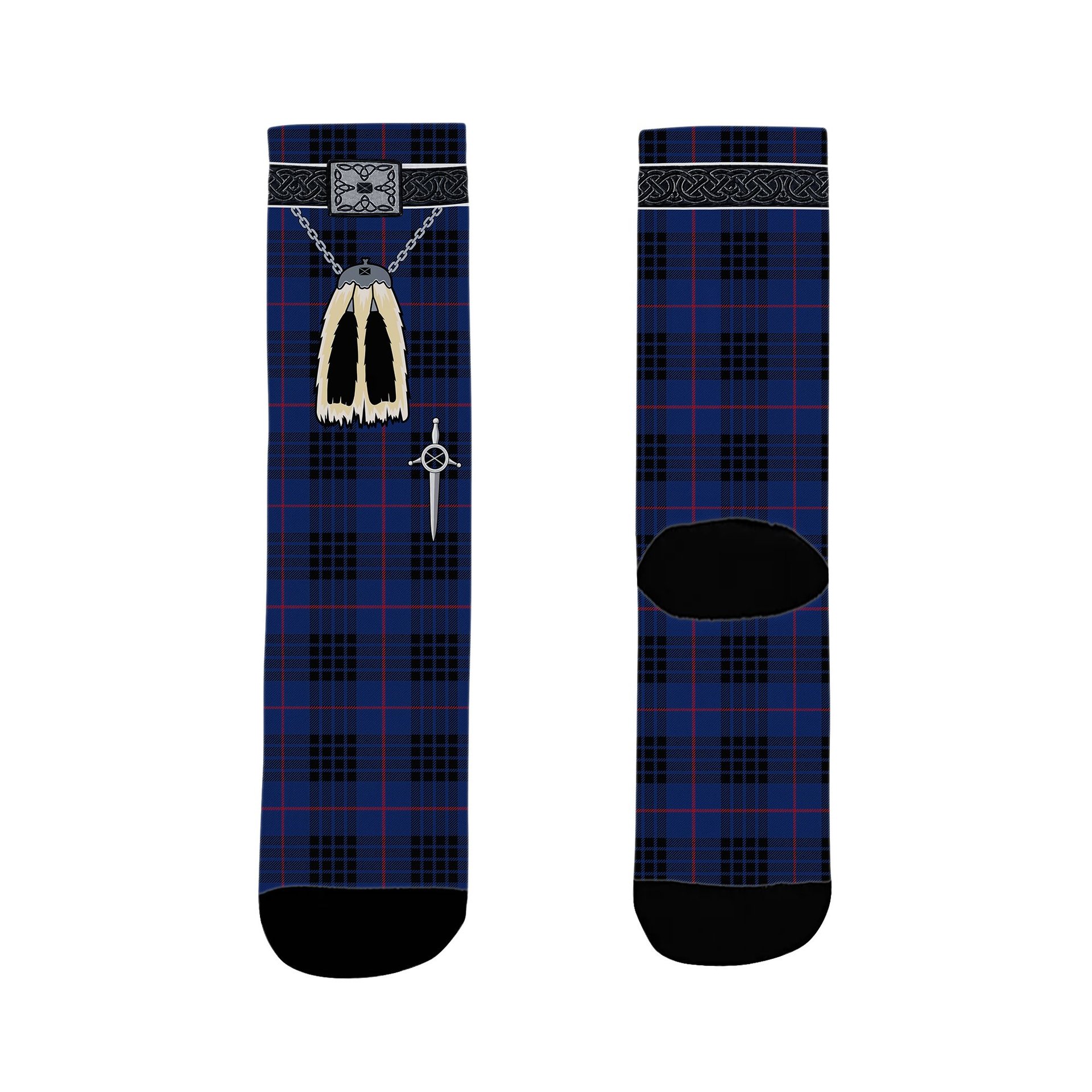 ScotsTee Shop Scottish McCoy Blue Clan Highland Kilt Sporran Tartan Socks